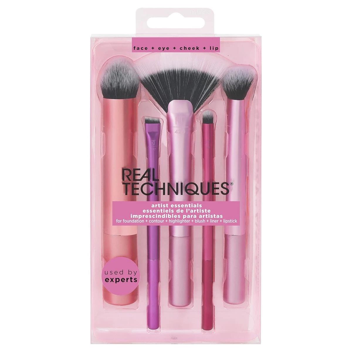 Real Techniques Artist Essentials 5 Piece Makeup Brush Set With Soft Synthetic Fibre Brushes For Foundation Blush And Contour - Image 2