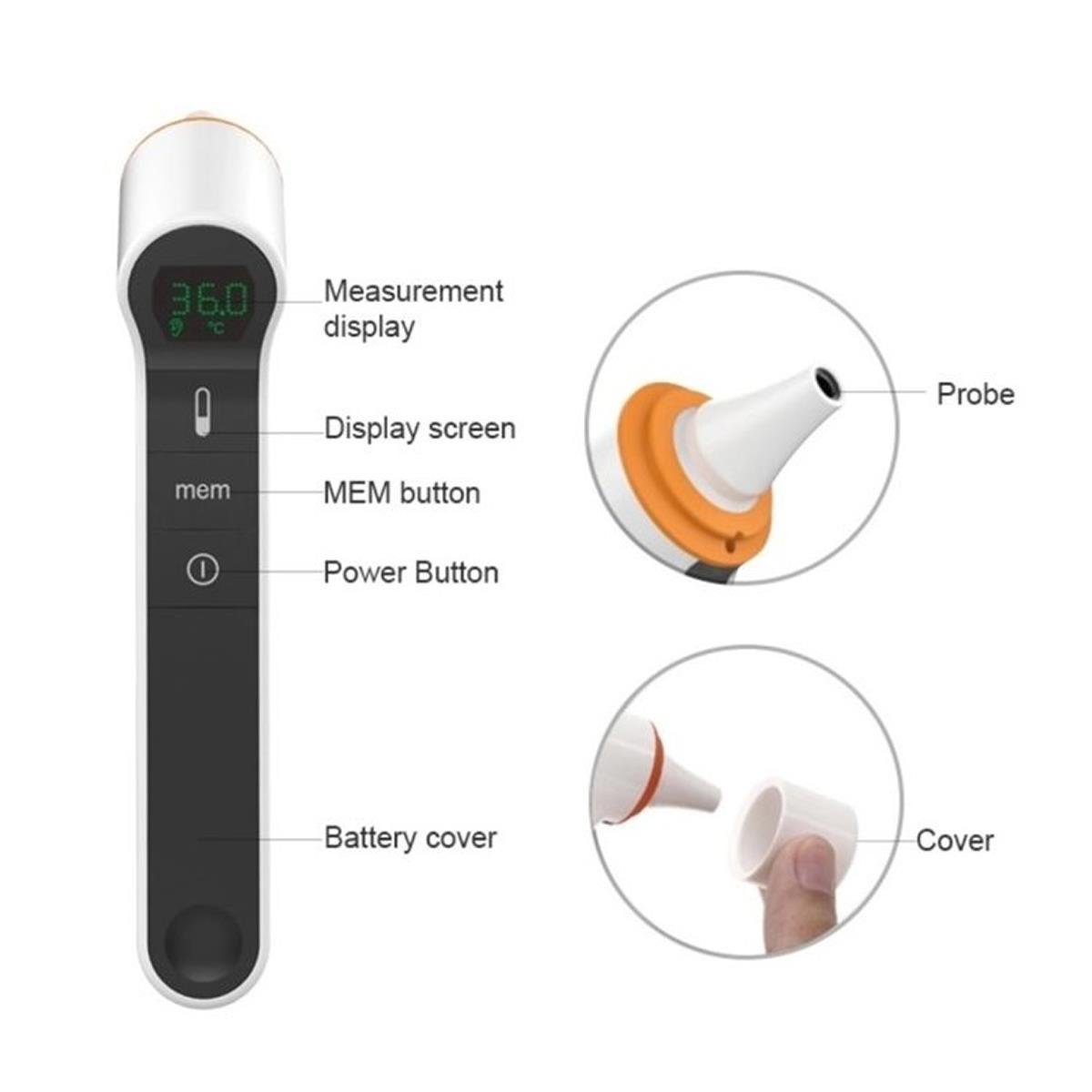 Kinetik Wellbeing Infrared Ear And Forehead Thermometer Non-Contact, 1-Second Reading 9-Memory White - Image 7