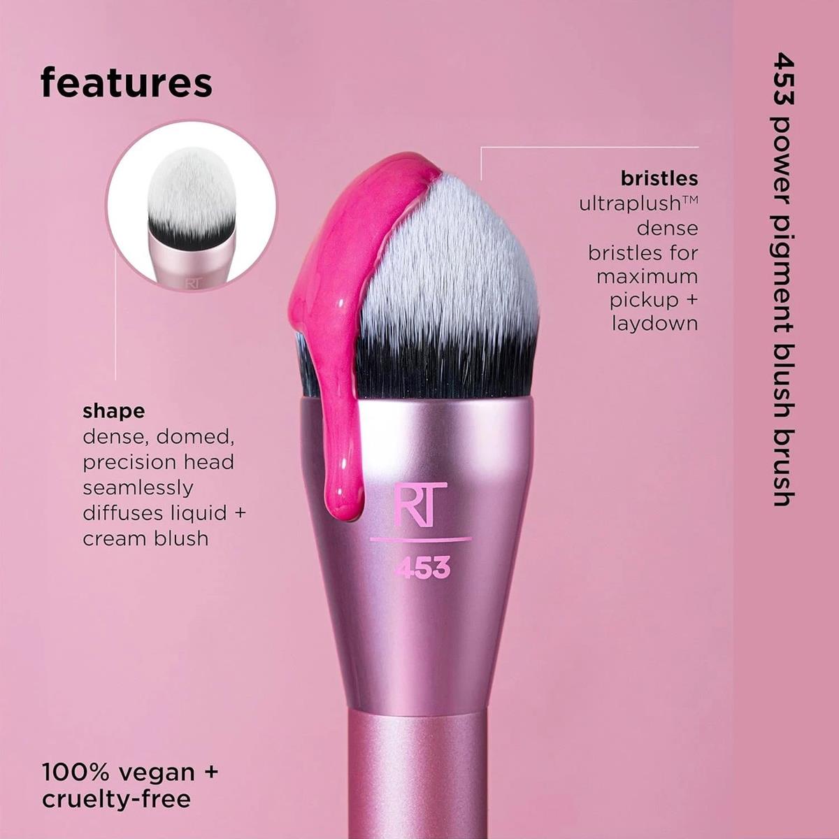 Real Techniques Power Pigment Blush Brush Pink With Dense Synthetic Bristles For Cream And Liquid Blush Contour And Highlight - Image 4