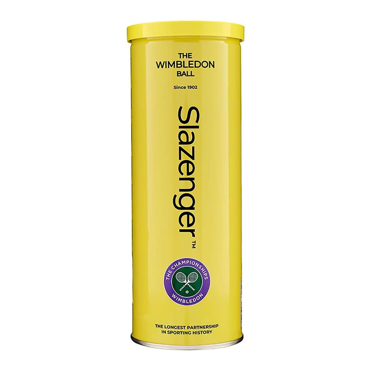 Slazenger Wimbledon Tennis Balls 3 Pack ITF Approved Official Wimbledon Ball Yellow Metal Tin