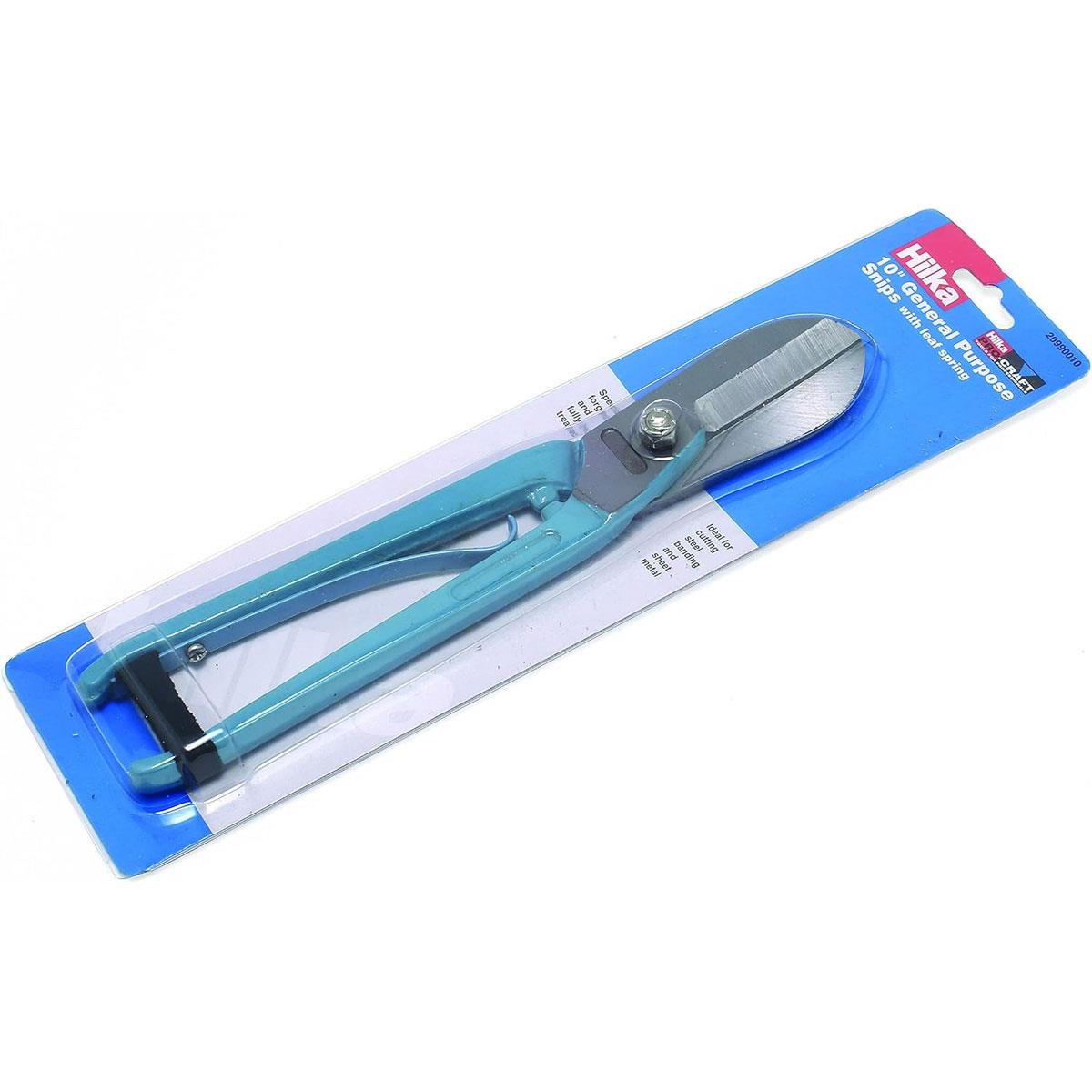 Hilka 10" (250mm) Tin Snips with Spring Drop Forged Carbon Steel Heat-Treated Cutting Edges