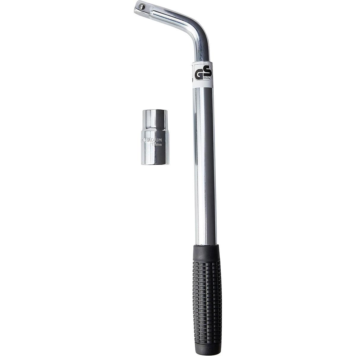Hilka Telescopic Wheel Nut Wrench 17mm x 19mm Reversible Socket 350-530mm Silver