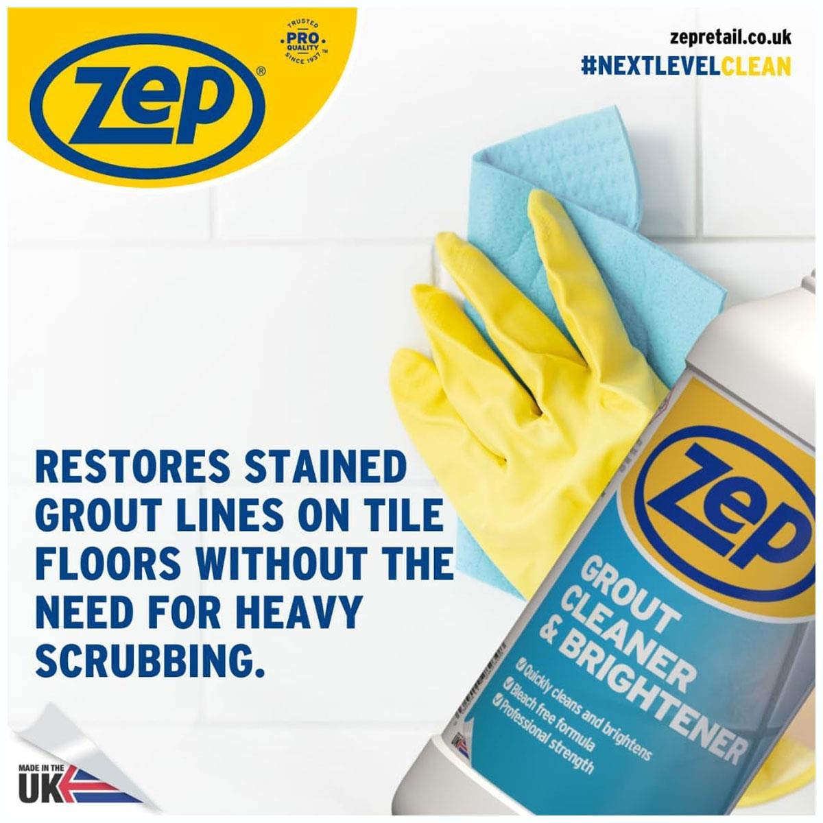 Zep Grout Cleaner & Brightener Professional Strength Tile Grout Stain Remover Deep Cleaning Liquid 1 L - Image 3