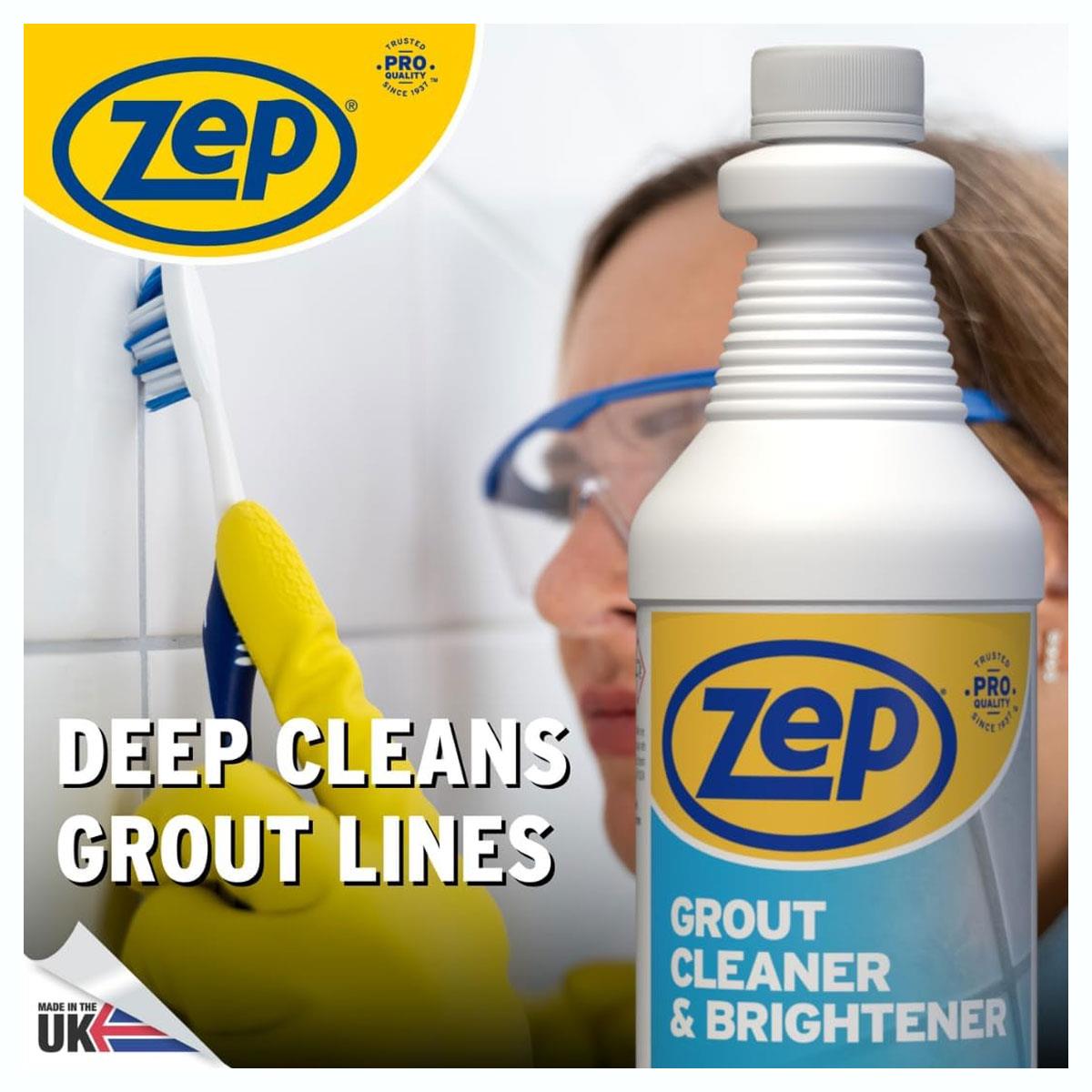 Zep Grout Cleaner & Brightener Professional Strength Tile Grout Stain Remover Deep Cleaning Liquid 1 L - Image 7