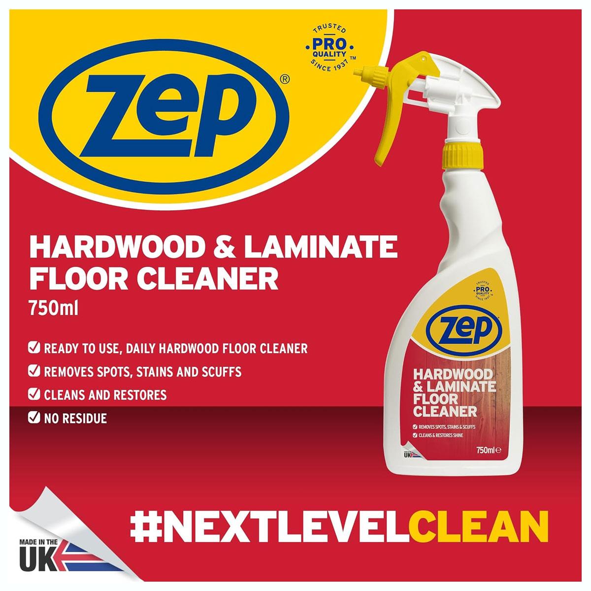 Zep Hardwood & Laminate Floor Cleaner Spray Residue-Free Wood Floor Cleaner Varnished & Finished Floors 750 ml - Image 3