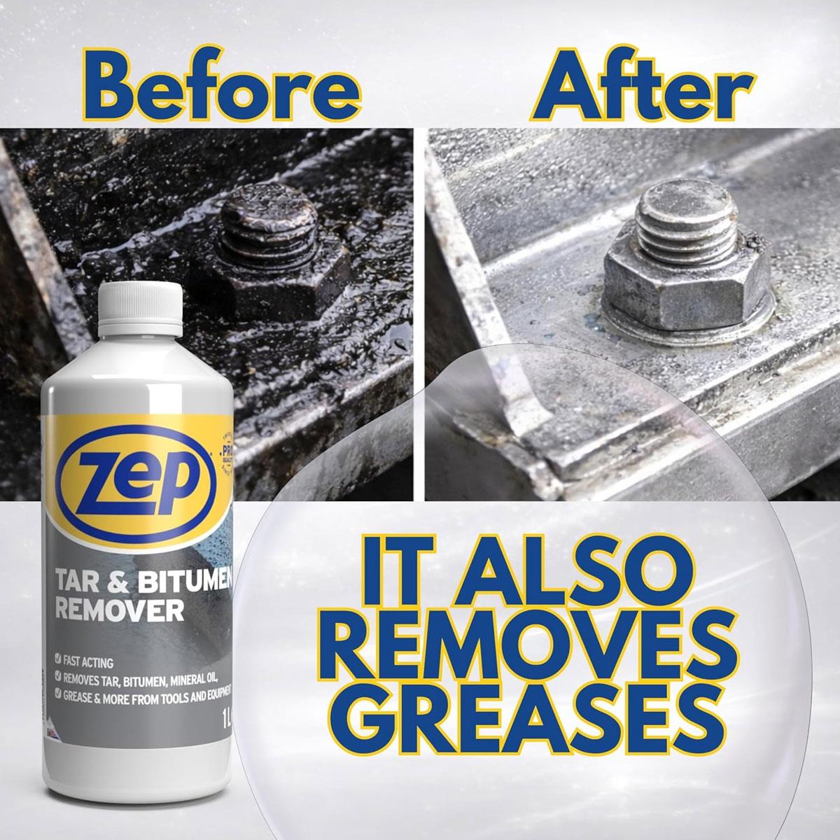 Zep Tar & Bitumen Remover Heavy Duty Tar Grease & Adhesive Residue Cleaner for Tools Equipment & Metal Surfaces 1 L - Image 5