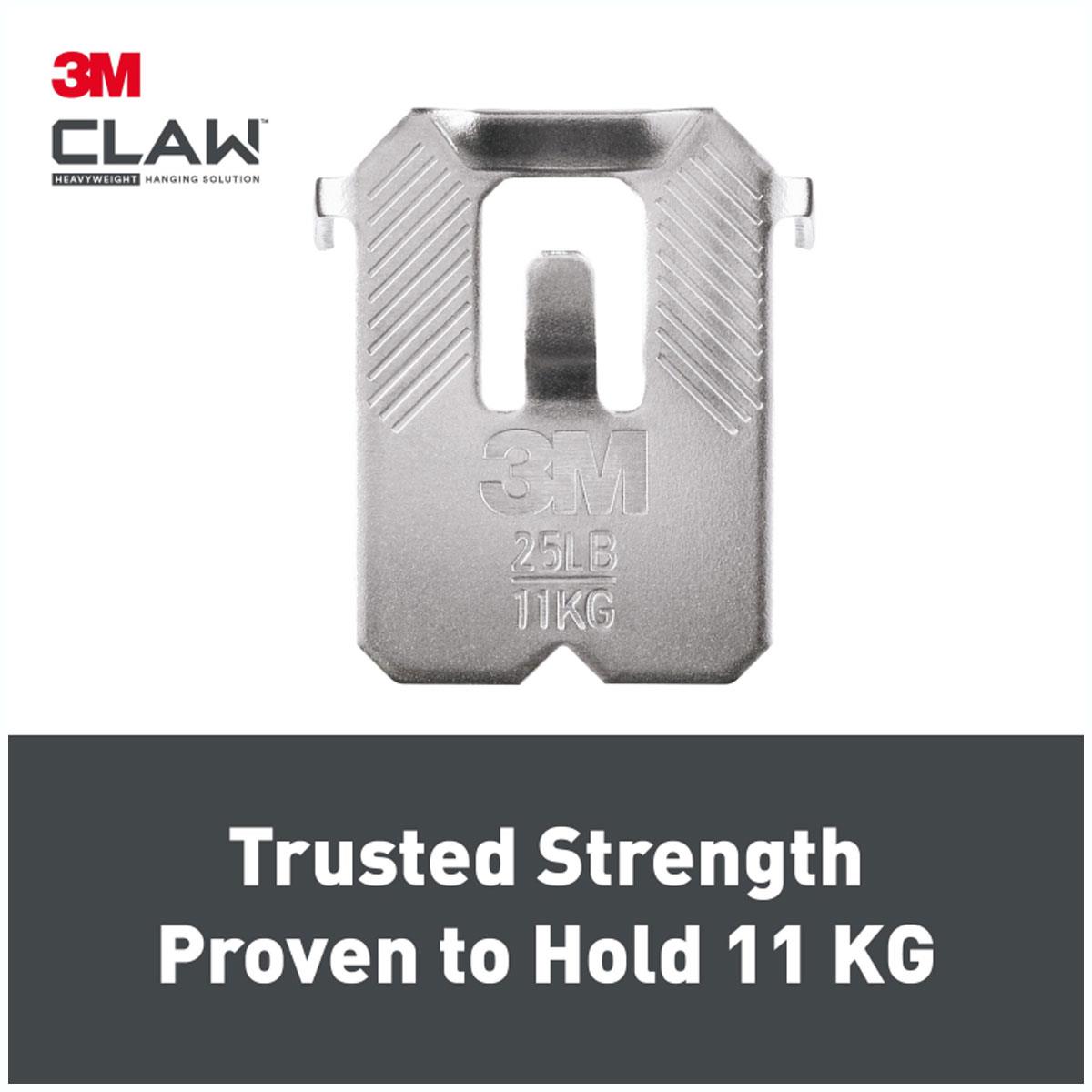 3M CLAW Drywall Plasterboard Picture Hanger Wall Hooks Heavy Duty Alloy Steel Mirror Frame Hanging Solution Silver 11kg Capacity 2 Pack - Image 5