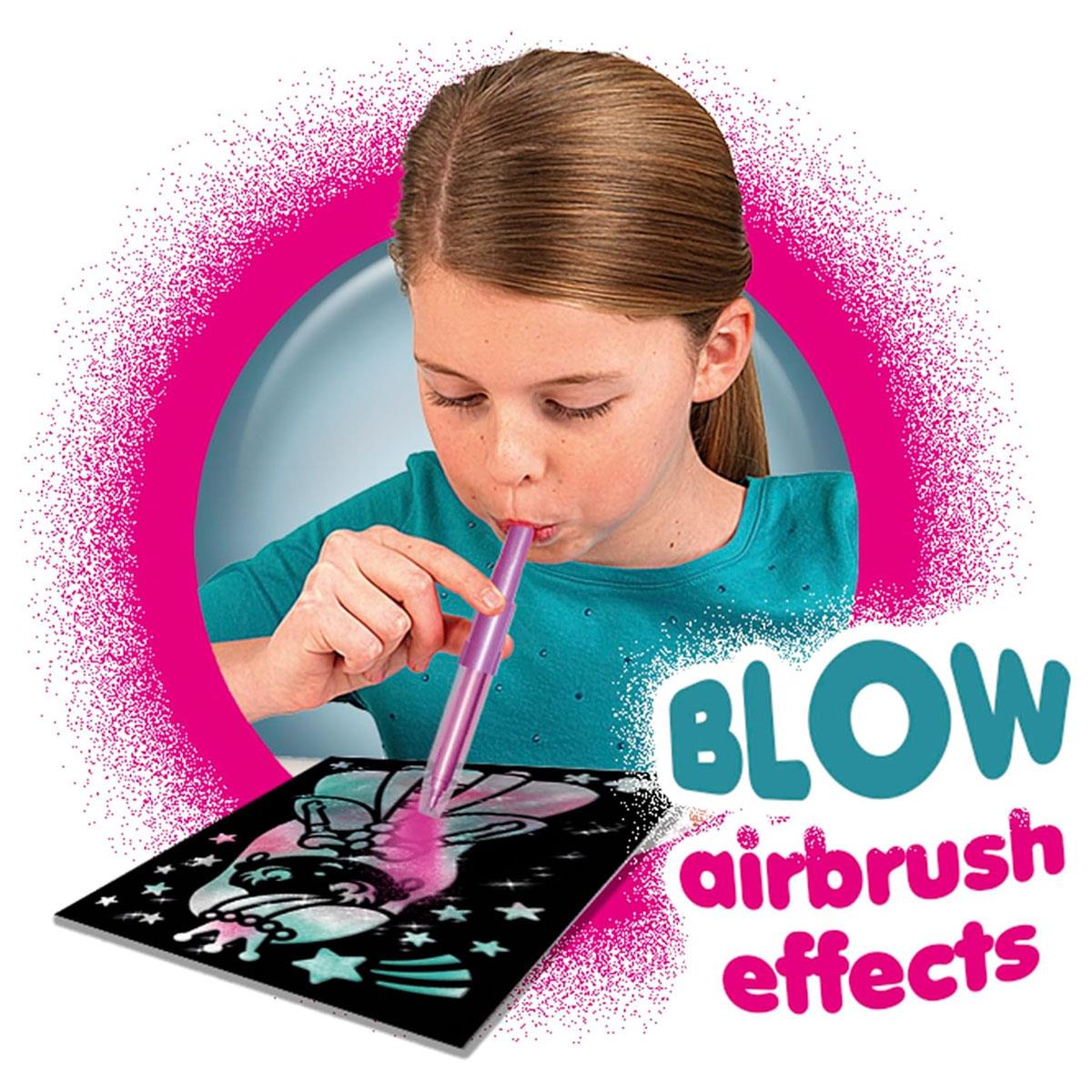 John Adams BLOPENS Shimmer Metallic Airbrush Art Craft Set 3 Pens 5 Stencils & 5 Black Sheets Multicolor Ages 4+ - Image 4