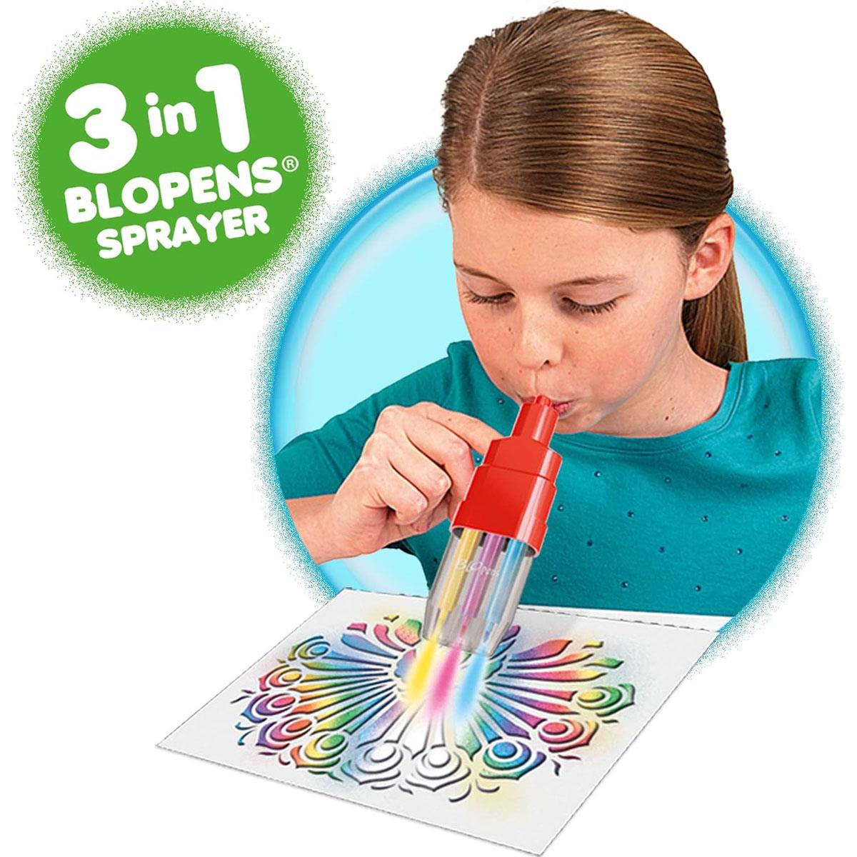 John Adams BLOPENS Rainbow Airbrush Art Kit 6 Mini Pens 6 Stencils & 6 Paper Sheets Multicolor Ages 4+ - Image 4
