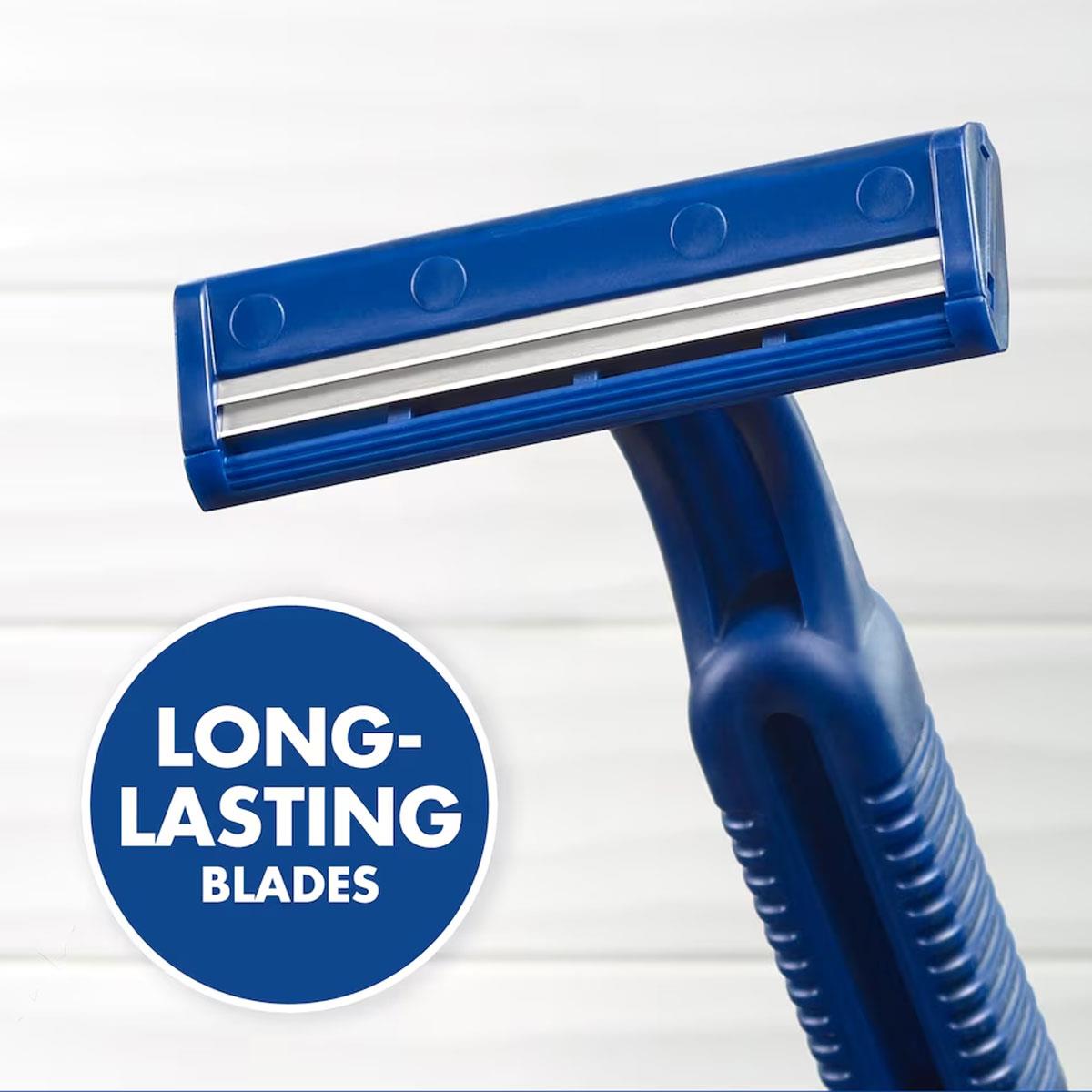 Gillette Blue II Men's Disposable Razors Twin Chromium-Coated Blades Water-Activated Lubrastrip 5 Count - Image 2