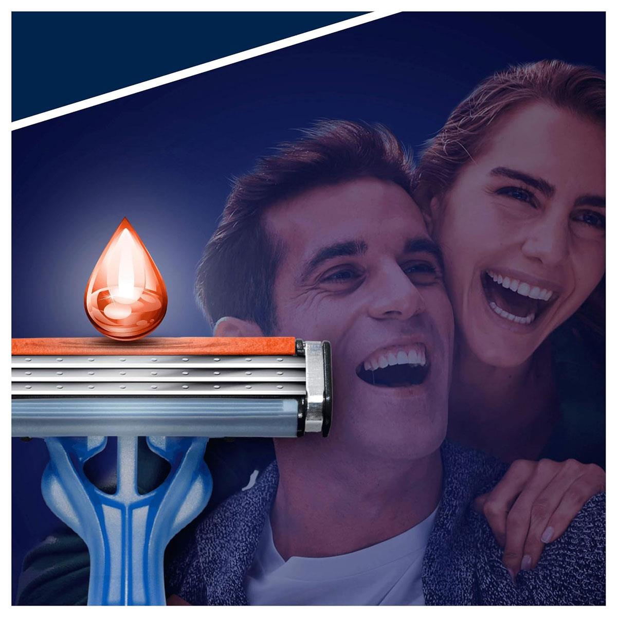 Gillette Blue3 Disposable Razors for Men 3 Blade Moisturizing Lubrastrip 40° Pivoting Head Blue 6 Count - Image 2