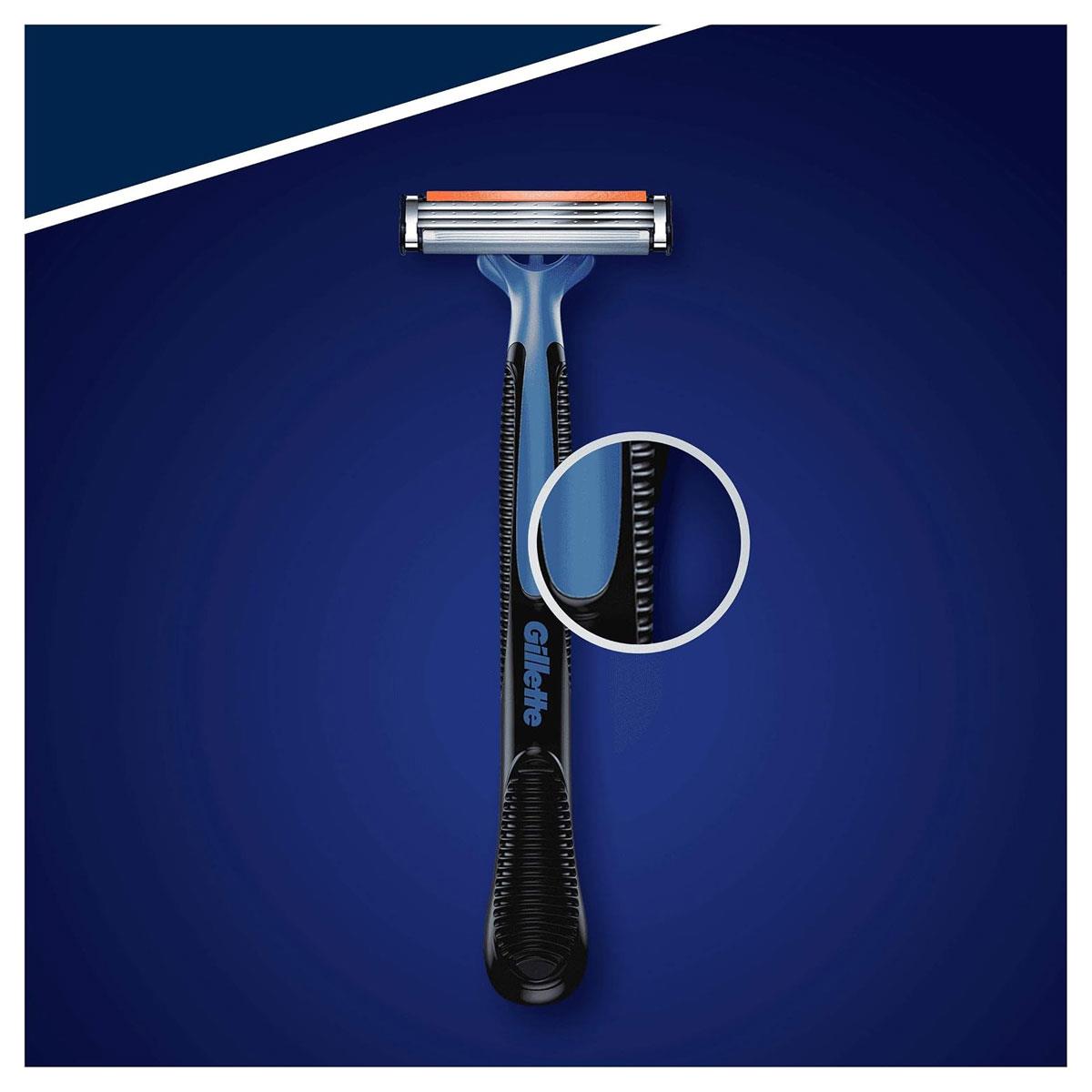 Gillette Blue3 Disposable Razors for Men 3 Blade Moisturizing Lubrastrip 40° Pivoting Head Blue 6 Count - Image 3