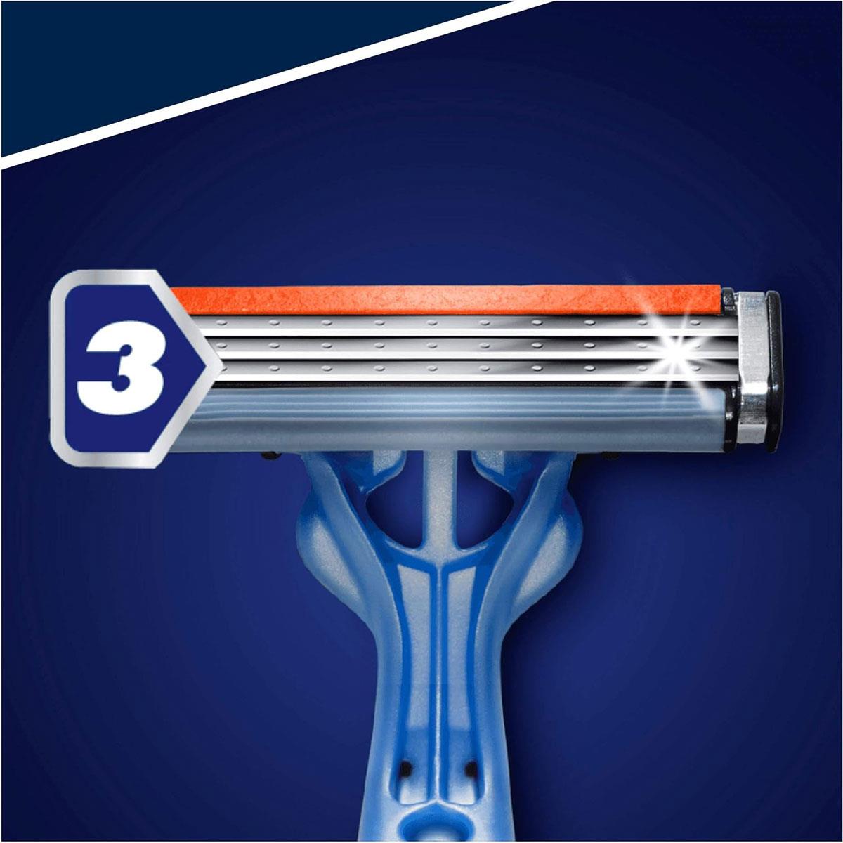 Gillette Blue3 Disposable Razors for Men 3 Blade Moisturizing Lubrastrip 40° Pivoting Head Blue 6 Count - Image 8