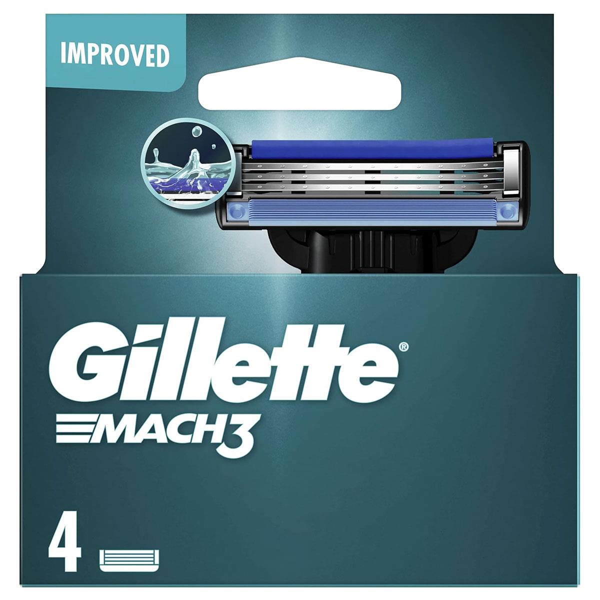 Gillette Mach3 Razor Blade Refills for Men 3 Stronger Than Steel Blades Upgraded Lubrastrip Fits All Mach3 Handles 4 Pack - Image 2