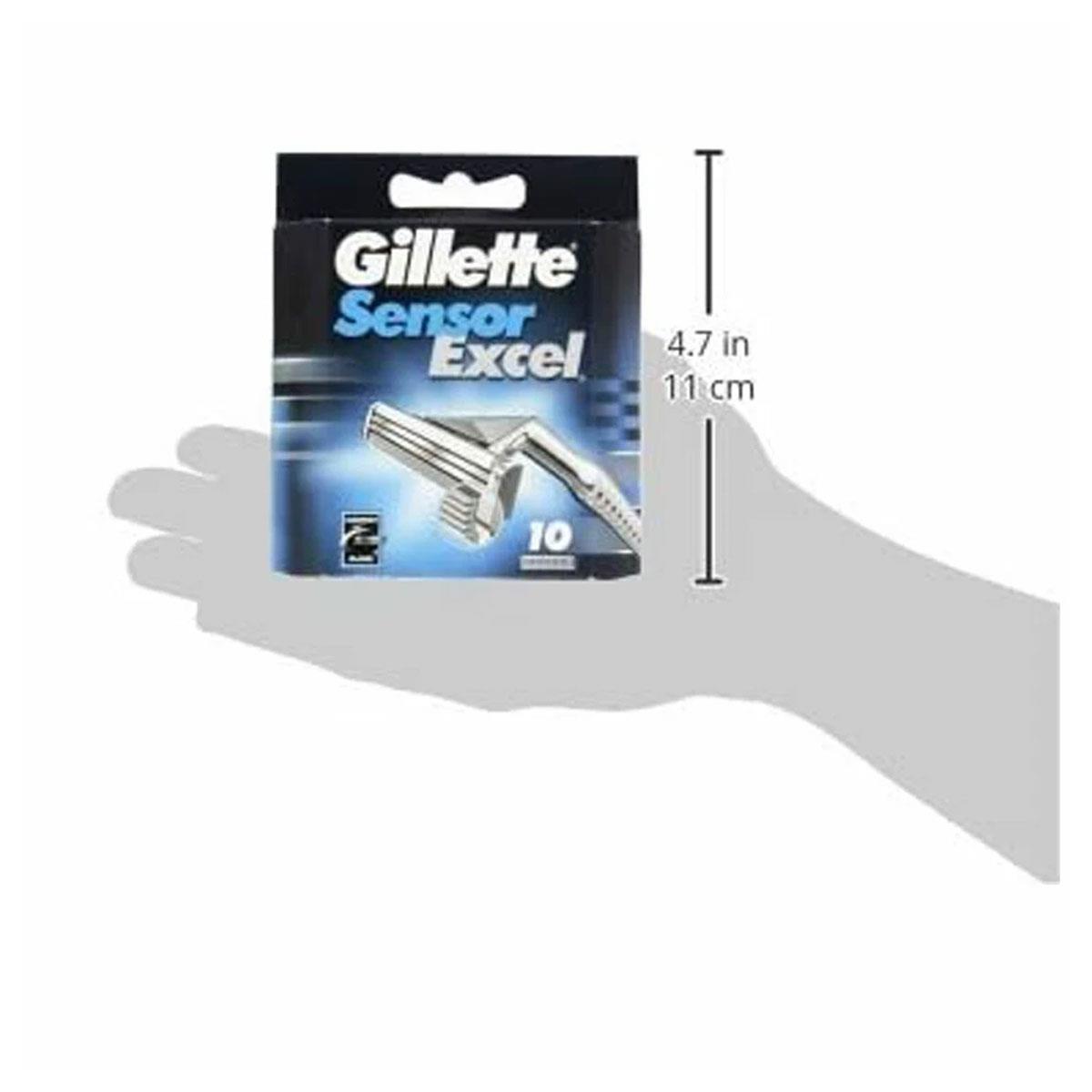 Gillette Sensor Excel Razor Blade Refills for Men Stainless Steel Twin Blades Soft Microfins Blue Pack of 10 - Image 4
