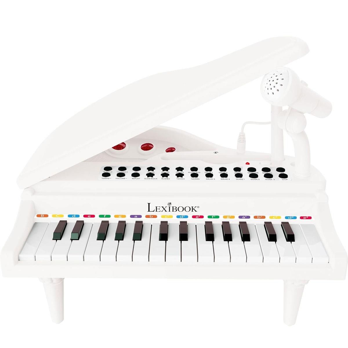 Lexibook My First Piano for Kids 31 Light-Up Keys Learning Mode Microphone White 3+