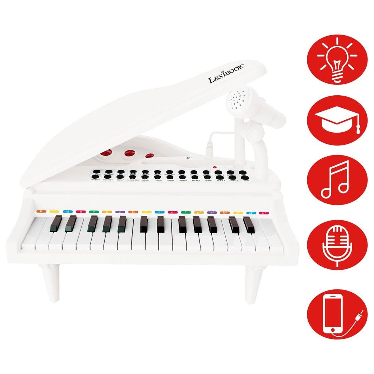 Lexibook My First Piano for Kids 31 Light-Up Keys Learning Mode Microphone White 3+ - Image 5