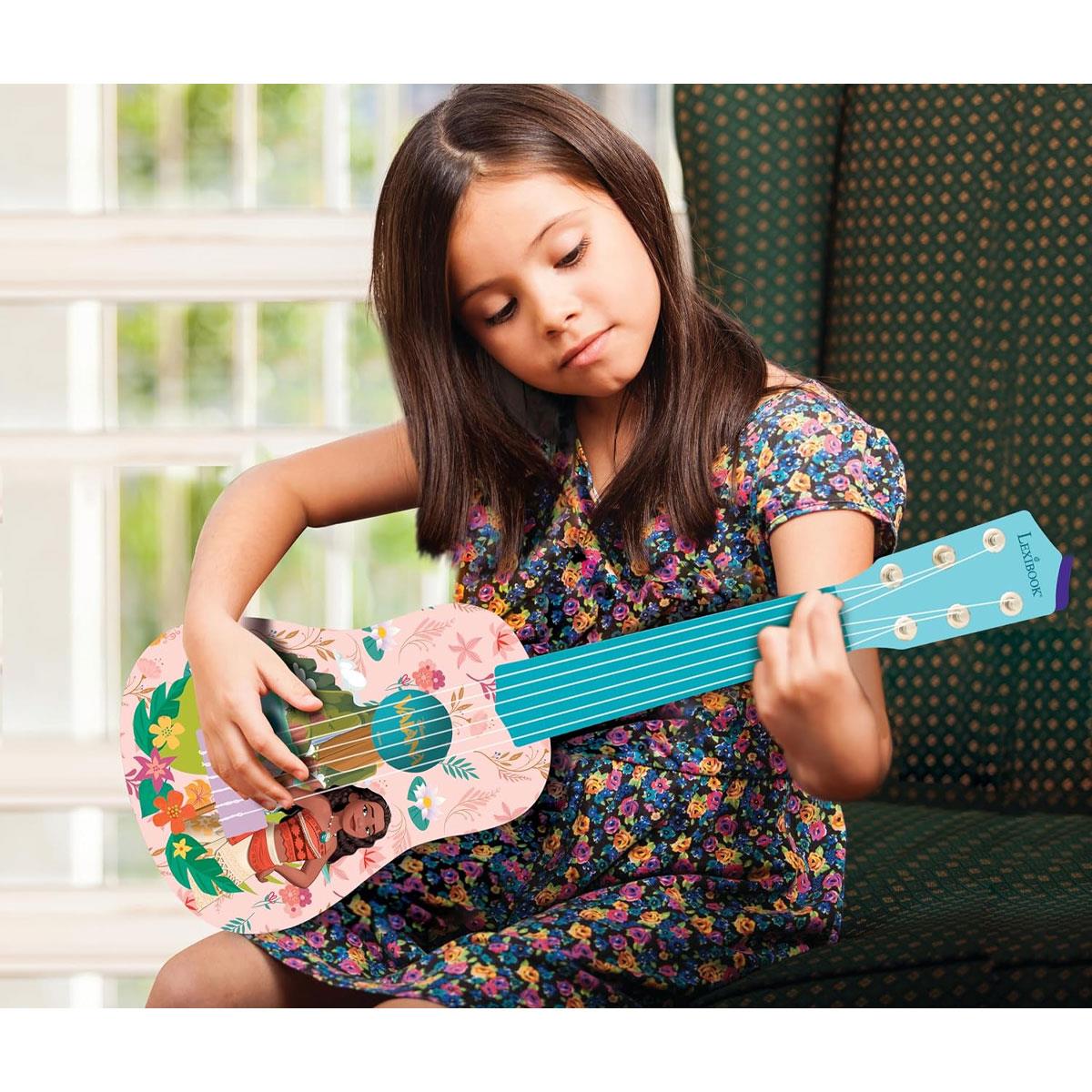 Lexibook Disney Moana My First Guitar for Children 53 cm 6 Nylon Strings Pink/Blue - Image 2