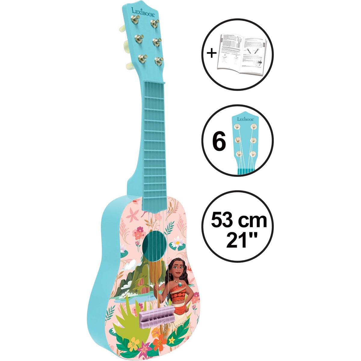 Lexibook Disney Moana My First Guitar for Children 53 cm 6 Nylon Strings Pink/Blue - Image 3