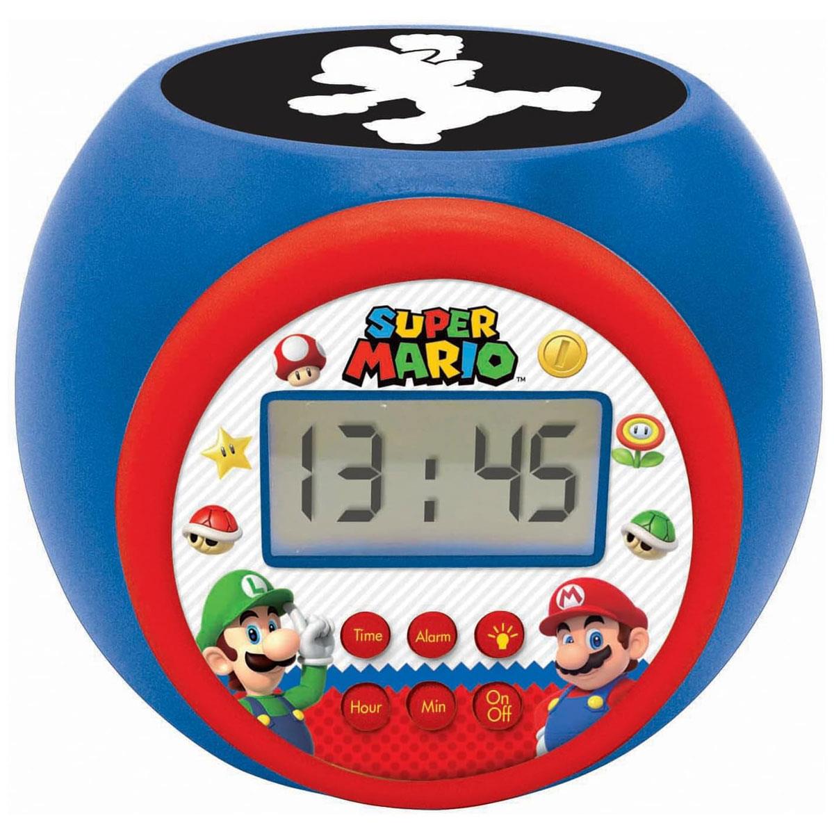 Lexibook Super Mario Projector Alarm Clock Digital LCD Night Light Timer Blue 3 AAA