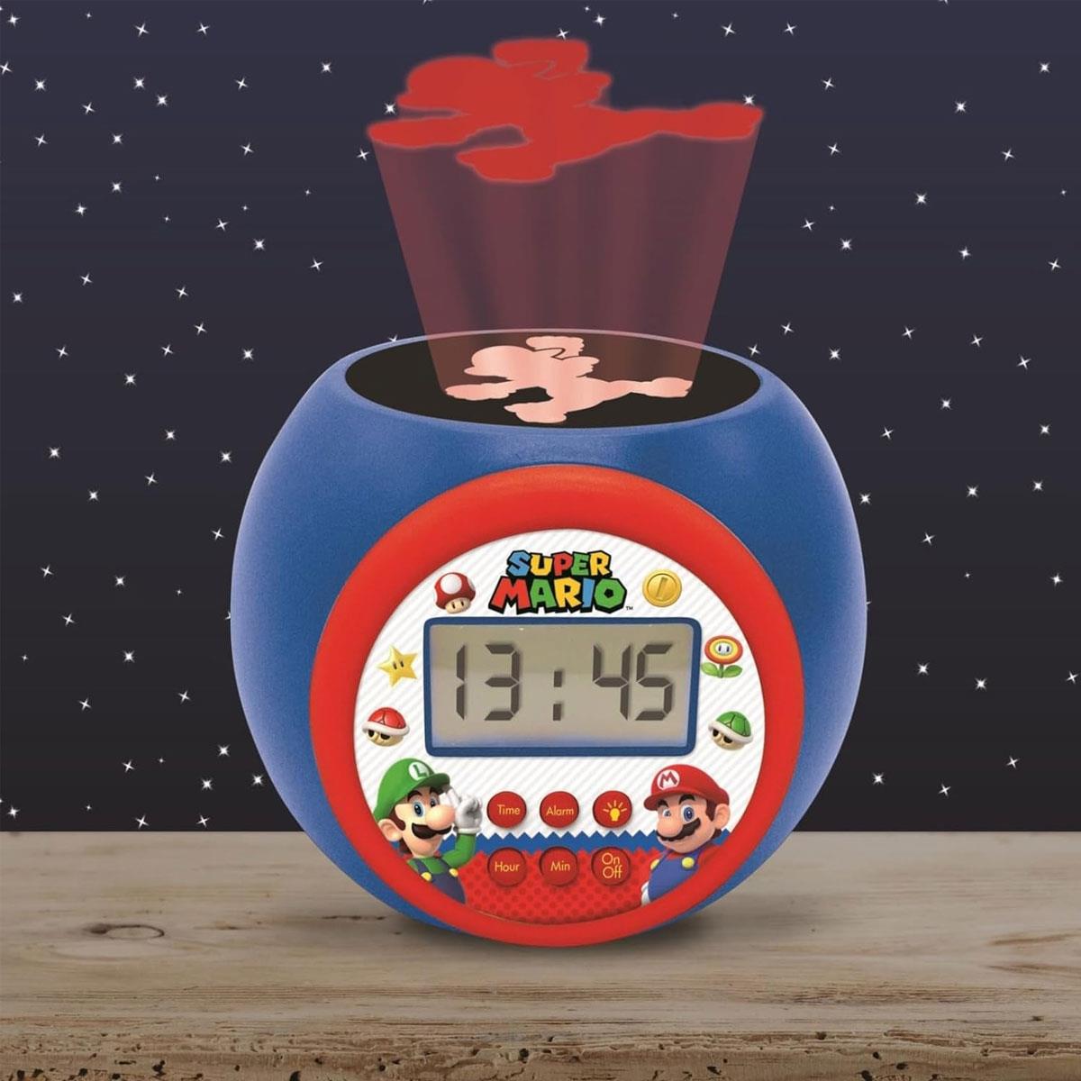 Lexibook Super Mario Projector Alarm Clock Digital LCD Night Light Timer Blue 3 AAA - Image 2