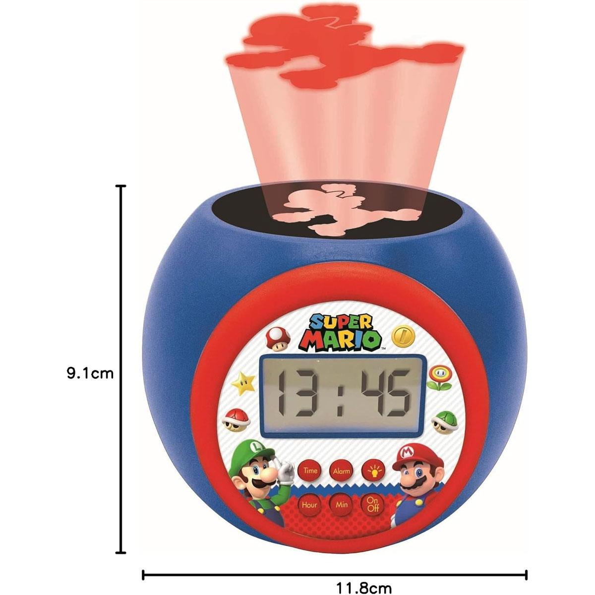 Lexibook Super Mario Projector Alarm Clock Digital LCD Night Light Timer Blue 3 AAA - Image 3