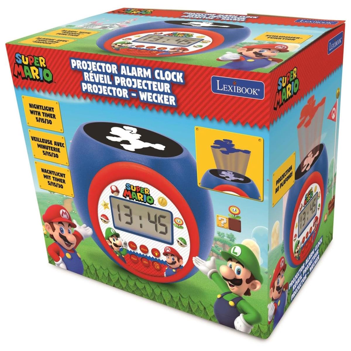 Lexibook Super Mario Projector Alarm Clock Digital LCD Night Light Timer Blue 3 AAA - Image 5