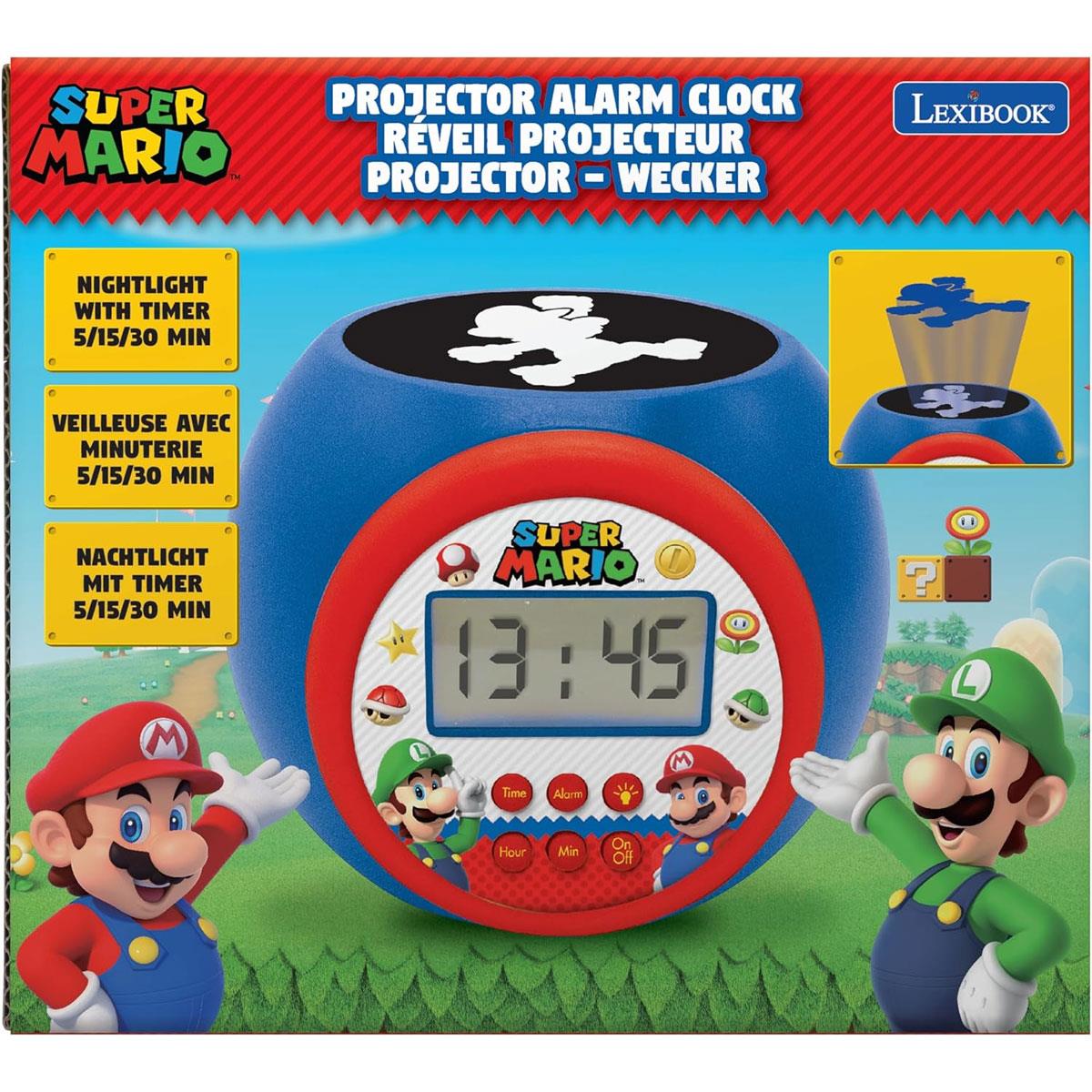 Lexibook Super Mario Projector Alarm Clock Digital LCD Night Light Timer Blue 3 AAA - Image 8