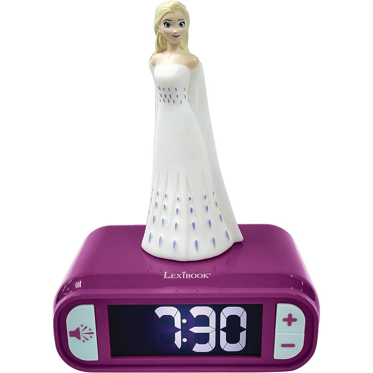 Lexibook Disney Frozen Elsa Digital Alarm Clock with 3D Night Light Snooze Sound Effects Purple