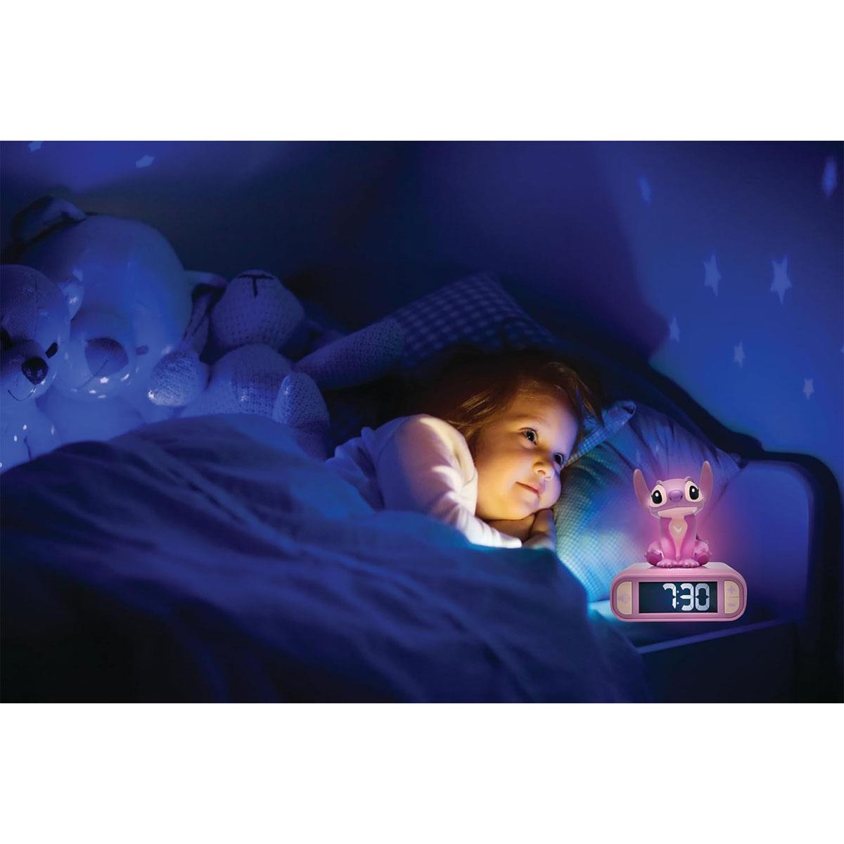 Lexibook Disney Stitch Angel Night Light Alarm Clock with Sounds Backlit LCD Snooze Pink - Image 4