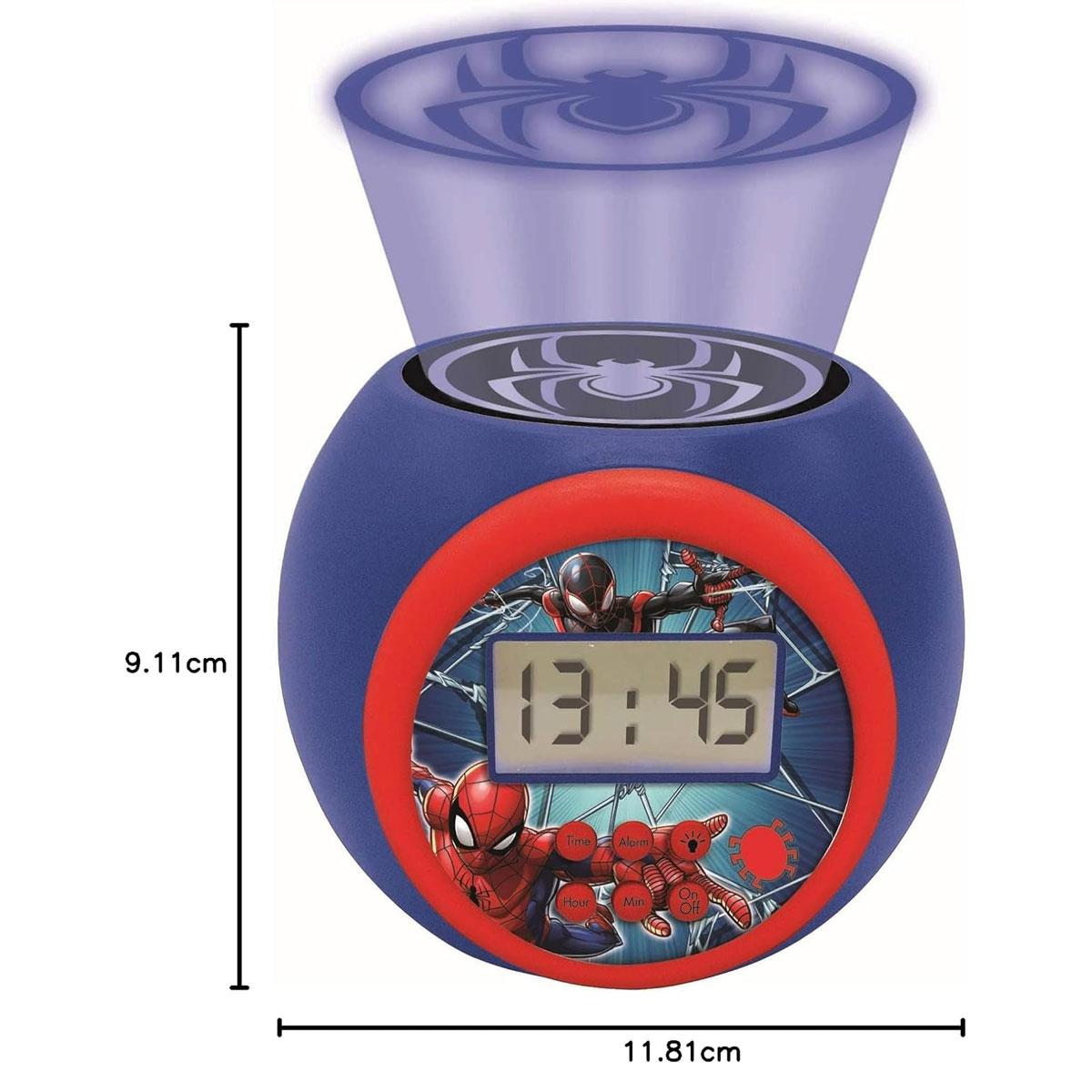 Lexibook Spider-Man Projector Alarm Clock for Kids Digital LCD Illuminated Night Light 3-Color Projection Snooze Blue/Red - Image 3