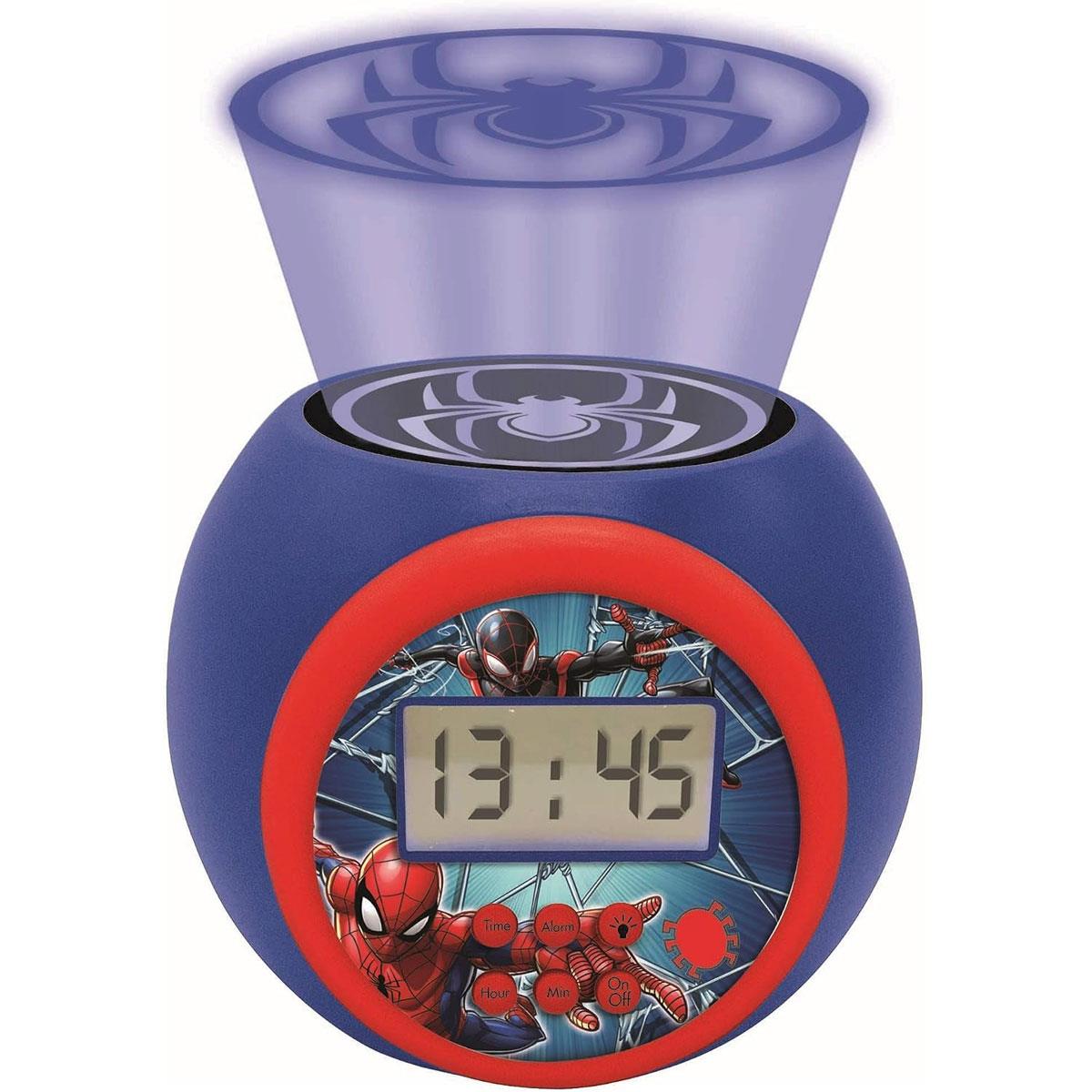 Lexibook Spider-Man Projector Alarm Clock for Kids Digital LCD Illuminated Night Light 3-Color Projection Snooze Blue/Red - Image 4