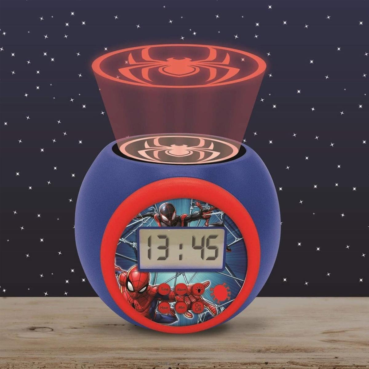Lexibook Spider-Man Projector Alarm Clock for Kids Digital LCD Illuminated Night Light 3-Color Projection Snooze Blue/Red - Image 5
