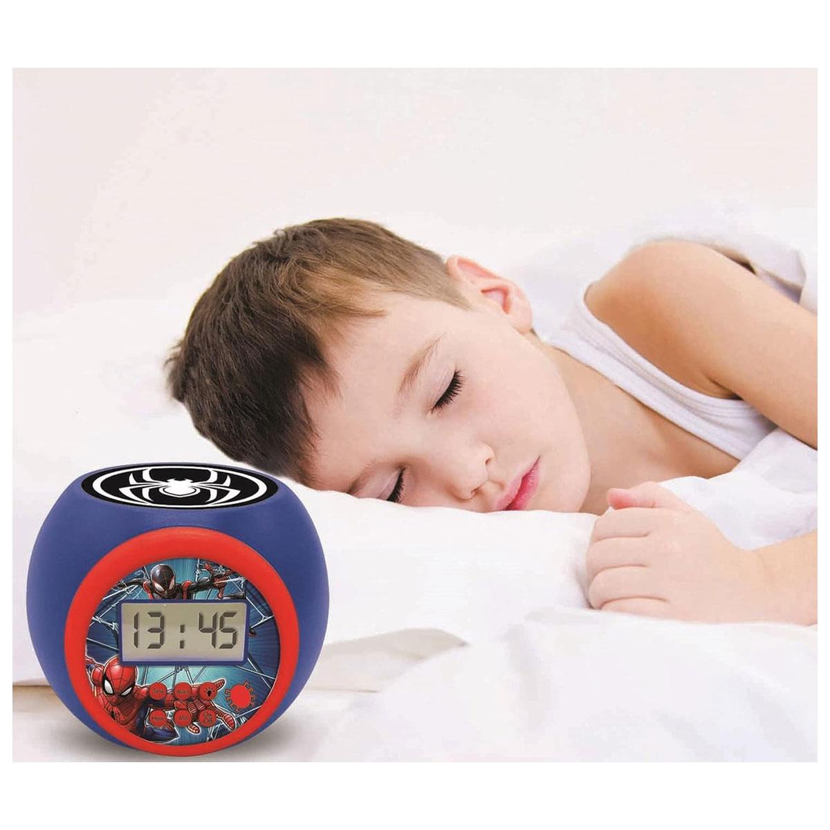 Lexibook Spider-Man Projector Alarm Clock for Kids Digital LCD Illuminated Night Light 3-Color Projection Snooze Blue/Red - Image 6
