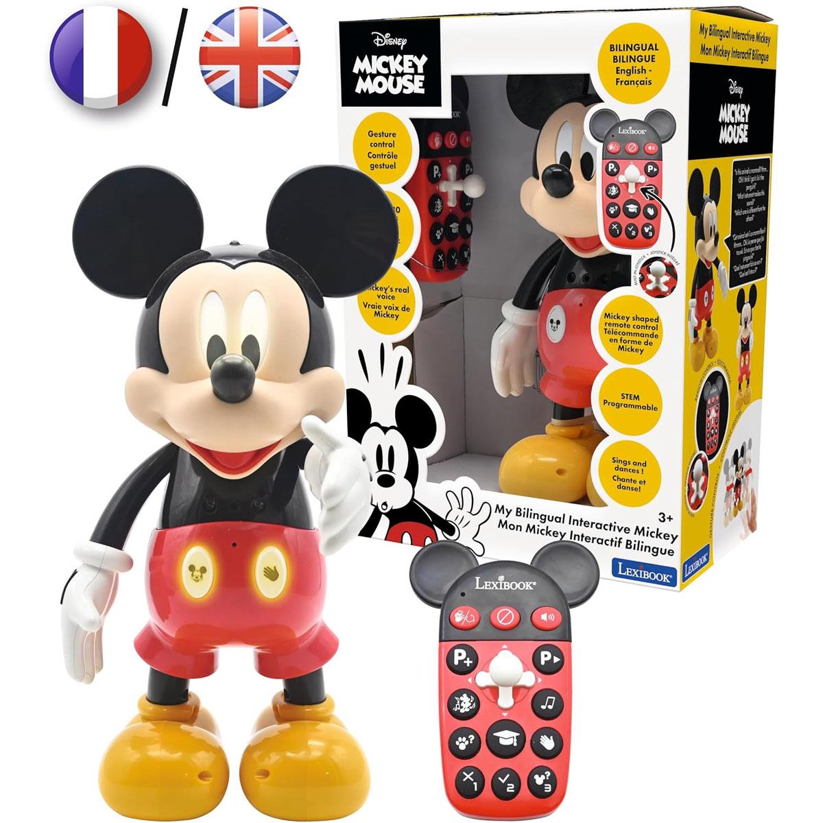 Lexibook Disney Mickey Educational Robot Bilingual English/French Programmable 180+ Quizzes Black/Red