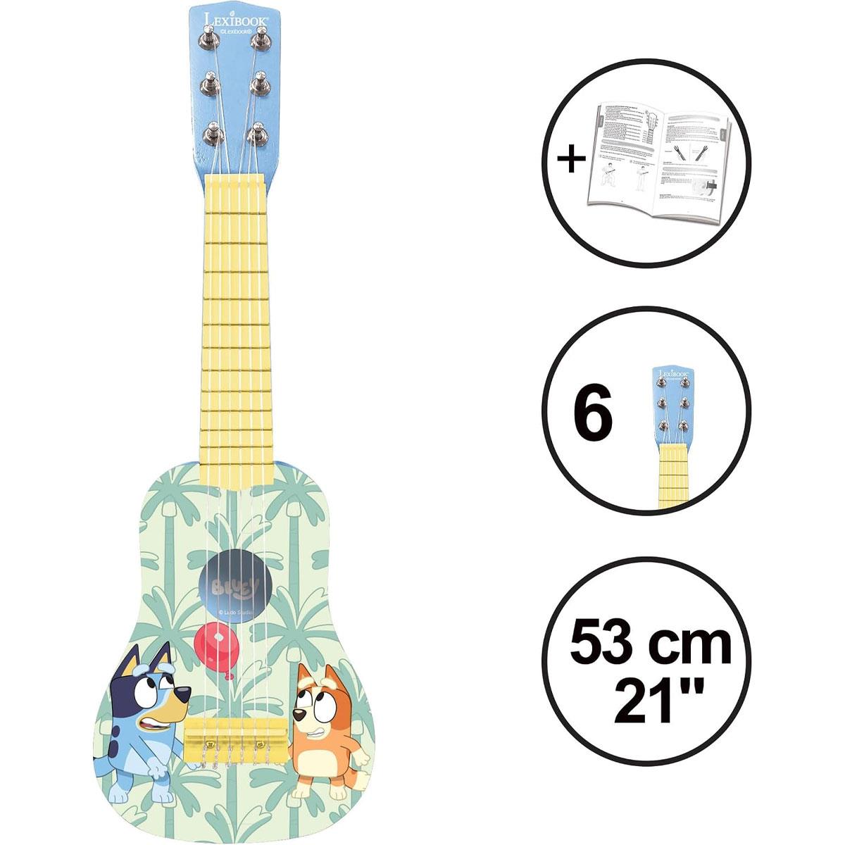 Lexibook Bluey My First Guitar for Children 53 cm 6 Nylon Strings Wooden Blue Learning Guide Included - Image 3