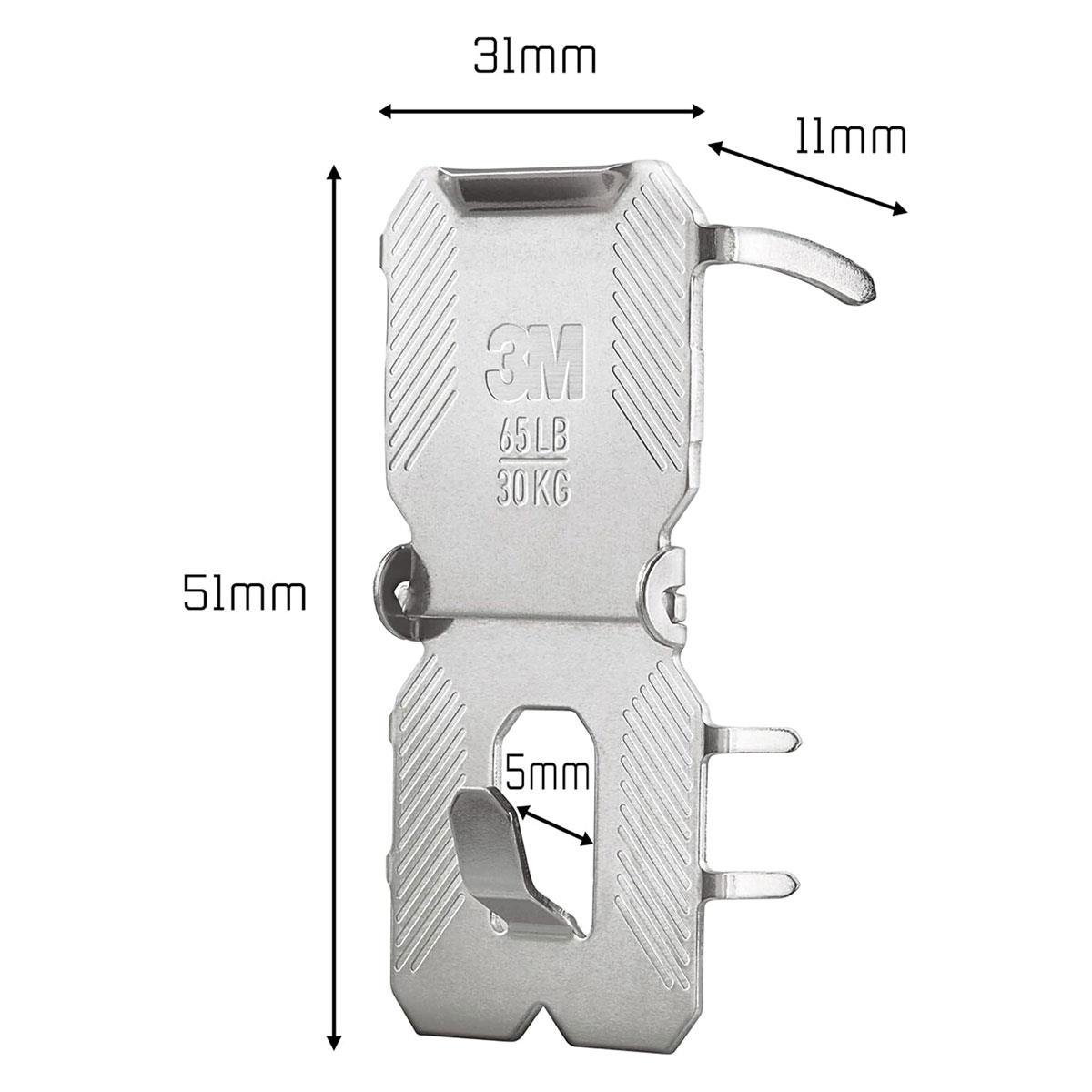 3M CLAW Drywall Plasterboard Picture Hanger Heavy Duty Alloy Steel Wall Hooks for Mirrors and Frames Steel Color 30kg Capacity 2 Pack - Image 2