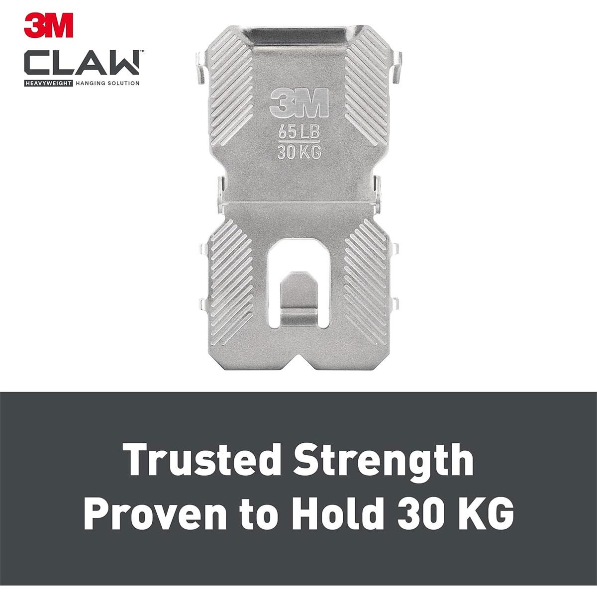 3M CLAW Drywall Plasterboard Picture Hanger Heavy Duty Alloy Steel Wall Hooks for Mirrors and Frames Steel Color 30kg Capacity 2 Pack - Image 7