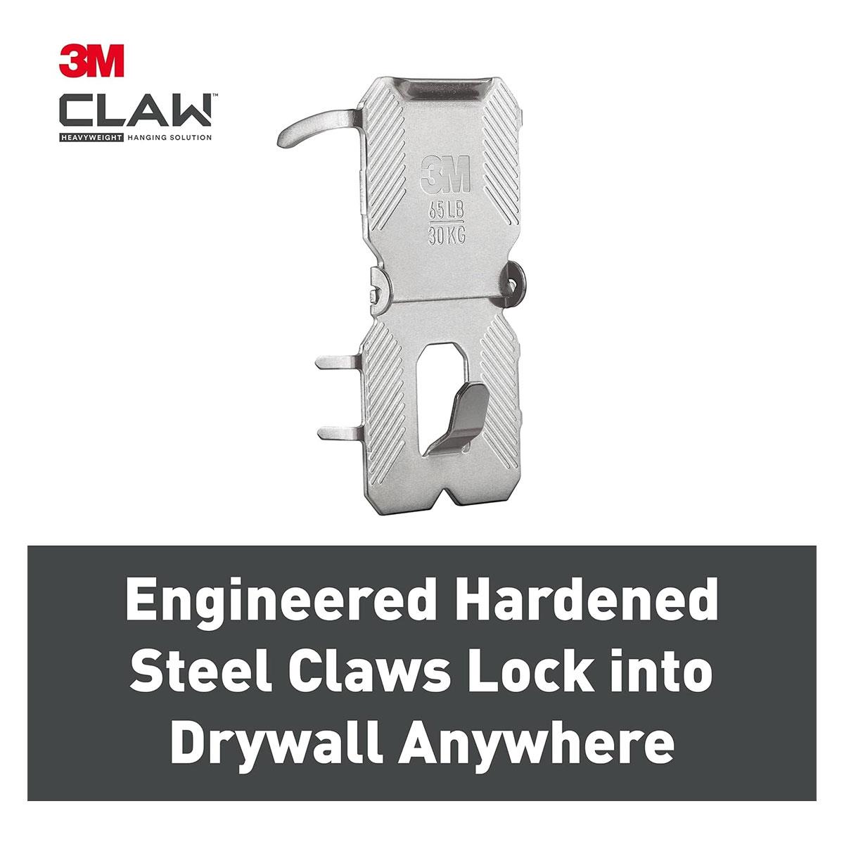 3M CLAW Drywall Plasterboard Picture Hanger Heavy Duty Alloy Steel Wall Hooks for Mirrors and Frames Steel Color 30kg Capacity 2 Pack - Image 8