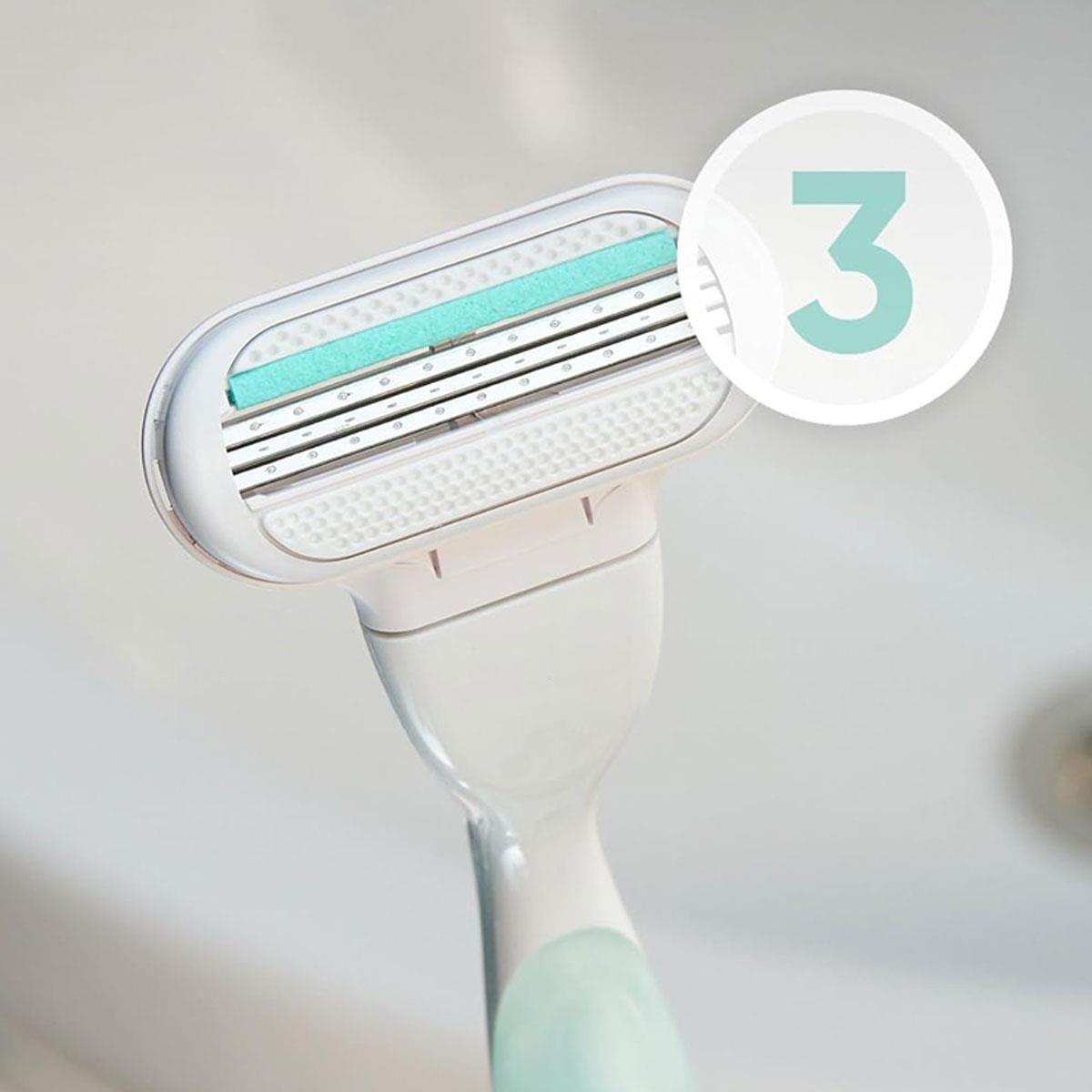 Gillette Venus Smooth Sensitive Women's Razor Blade Refills 3 Blade Cartridges with SkinCushion Technology for Sensitive Skin 8 Pack - Image 3