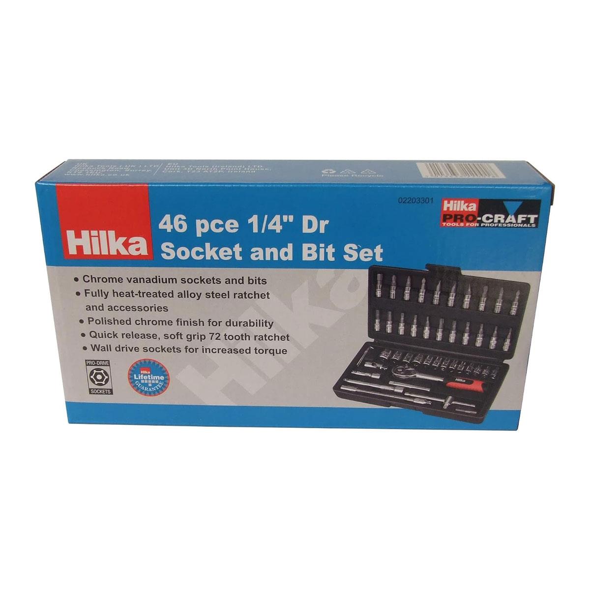 Hilka 46 Piece 1/4" Drive Metric Socket & Bit Set Chrome Vanadium Steel 72 Tooth Ratchet Heavy Duty Case - Image 4