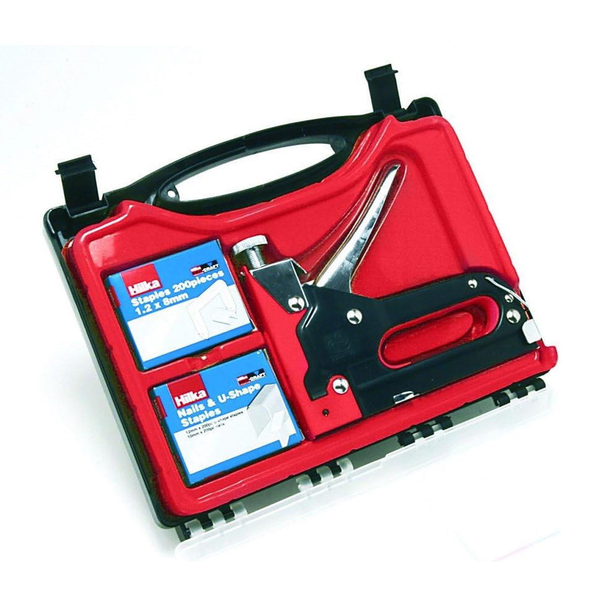 Hilka 3 in 1 Staple Gun Kit with 600 Staples Adjustable Power Control 4-14mm Staples U Staples & Nails