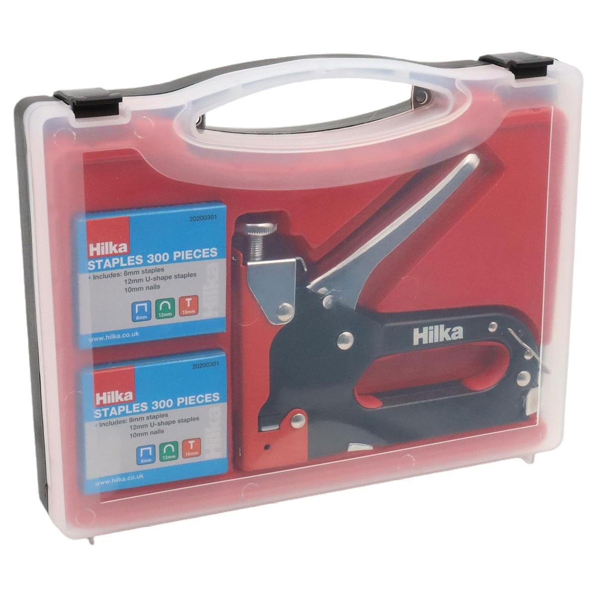 Hilka 3 in 1 Staple Gun Kit with 600 Staples Adjustable Power Control 4-14mm Staples U Staples & Nails - Image 2
