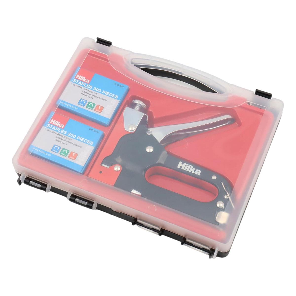 Hilka 3 in 1 Staple Gun Kit with 600 Staples Adjustable Power Control 4-14mm Staples U Staples & Nails - Image 3