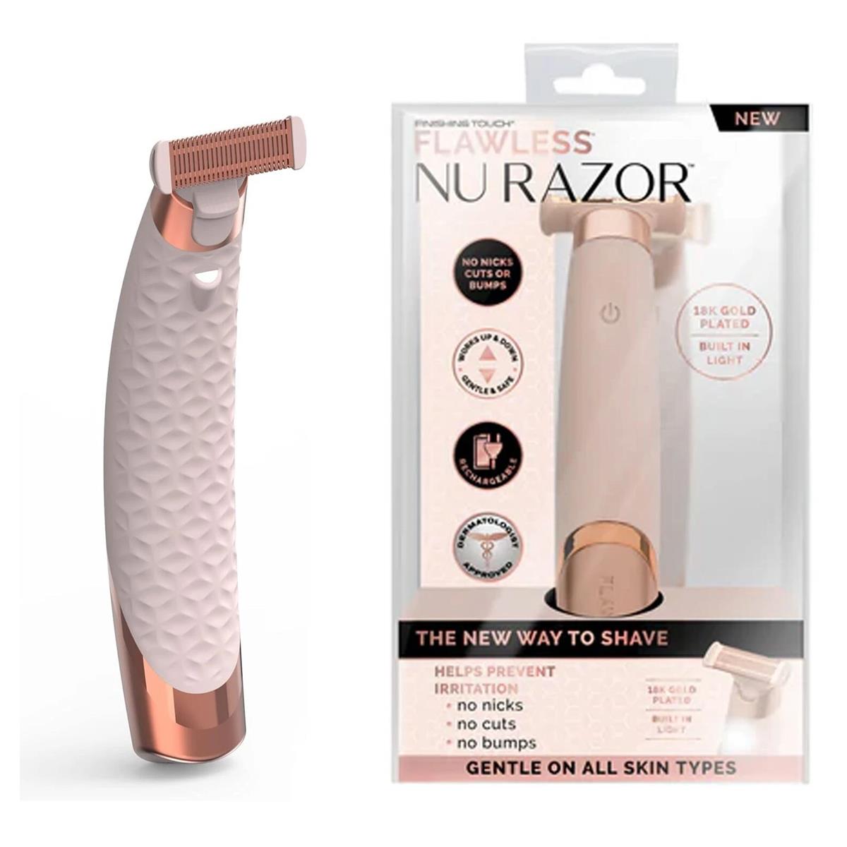 Finishing Touch Flawless Rechargeable Foil Shaver For Women With Pivoting Head LED Light And Hypoallergenic Gold Blade