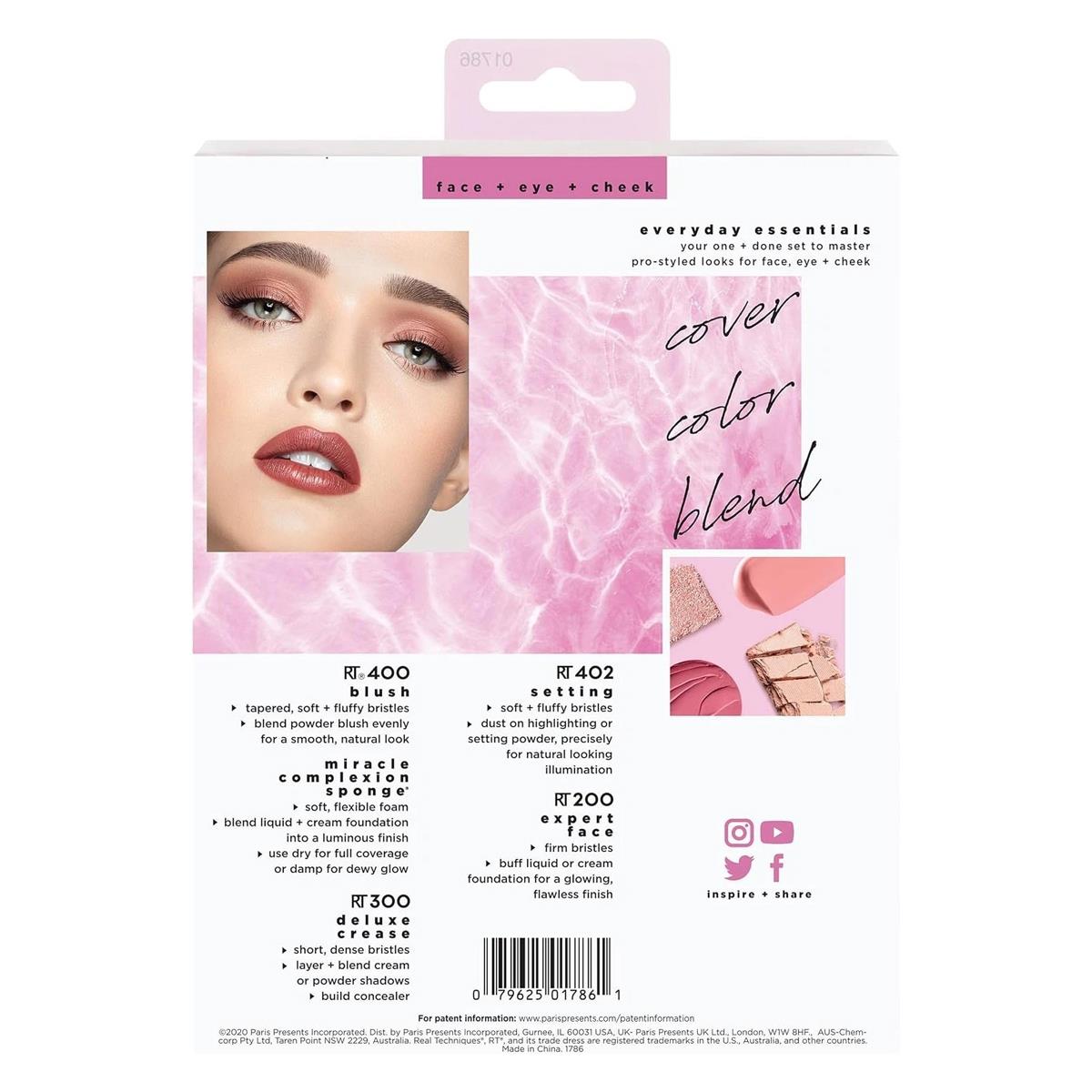Real Techniques Everyday Essentials 5 Piece Makeup Brush And Sponge Set With Synthetic Brushes For Foundation Blush Powder And Eyeshadow - Image 5