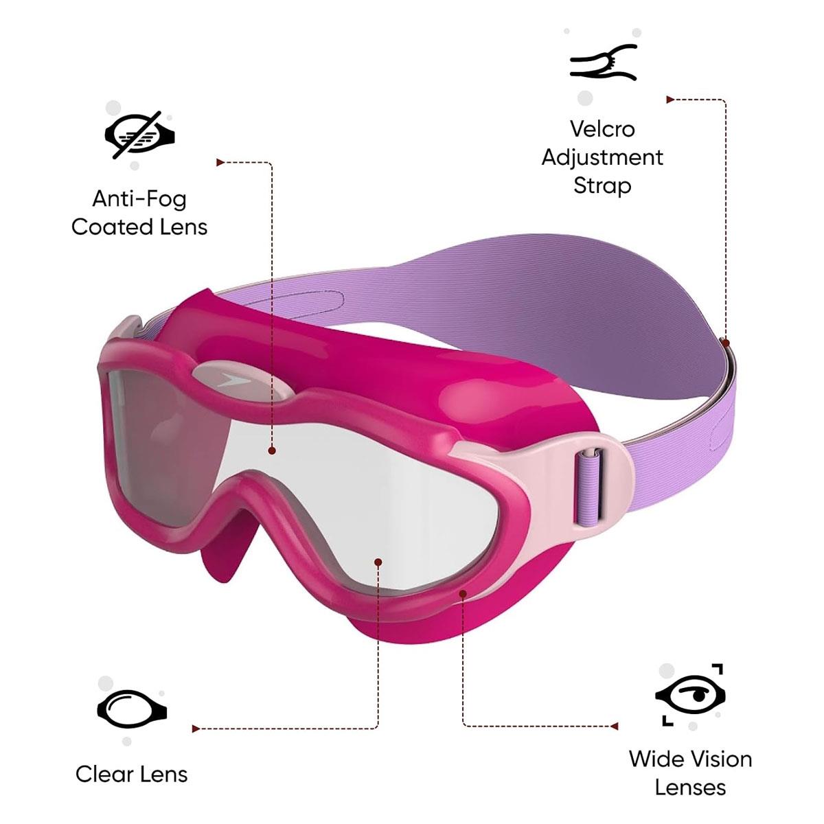 Speedo Infant Biofuse Sea Squad Swimming Mask Goggles Pink/Purple Anti-Fog UV Protection 1-3 Years - Image 2