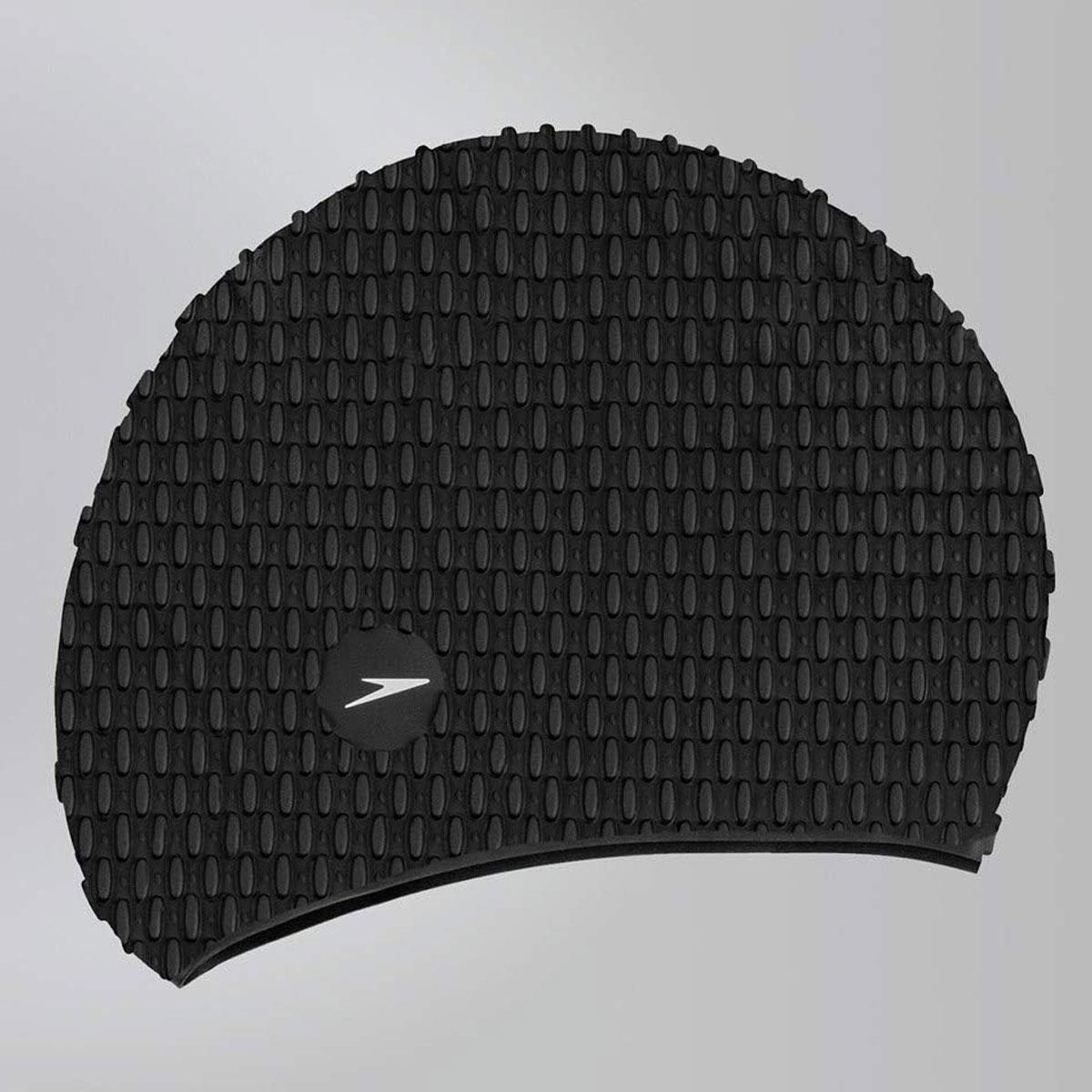 Speedo Bubble Swim Cap Black Adult Silicone Swimming Cap with Bubble Texture Chlorine Hair Protection - Image 2
