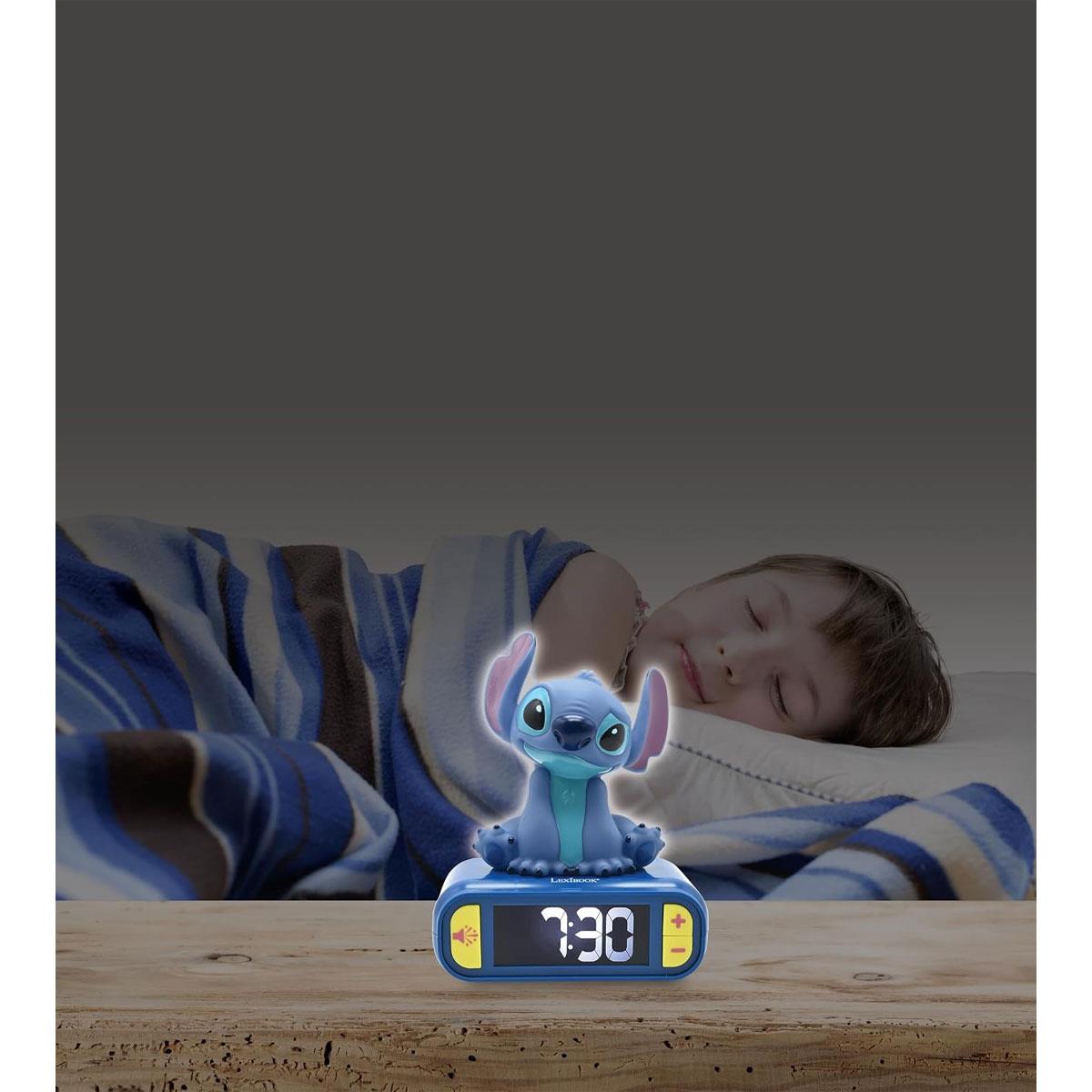 Lexibook Disney Stitch Nightlight Alarm Clock Digital LCD LED Night Light Snooze 6 Sounds Blue - Image 2