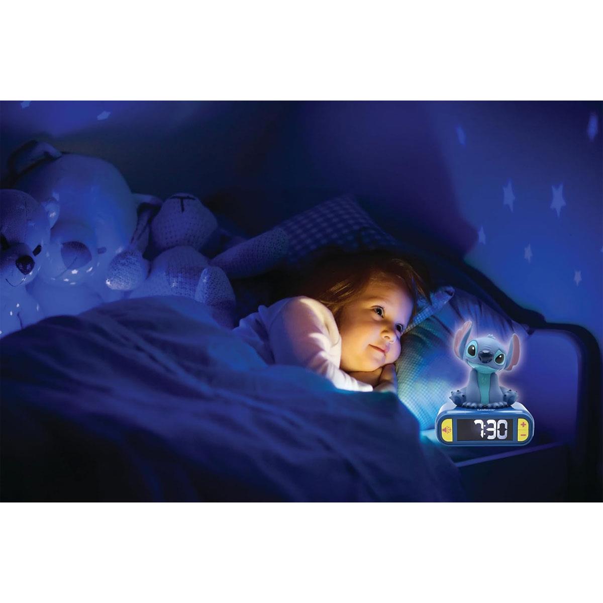 Lexibook Disney Stitch Nightlight Alarm Clock Digital LCD LED Night Light Snooze 6 Sounds Blue - Image 5